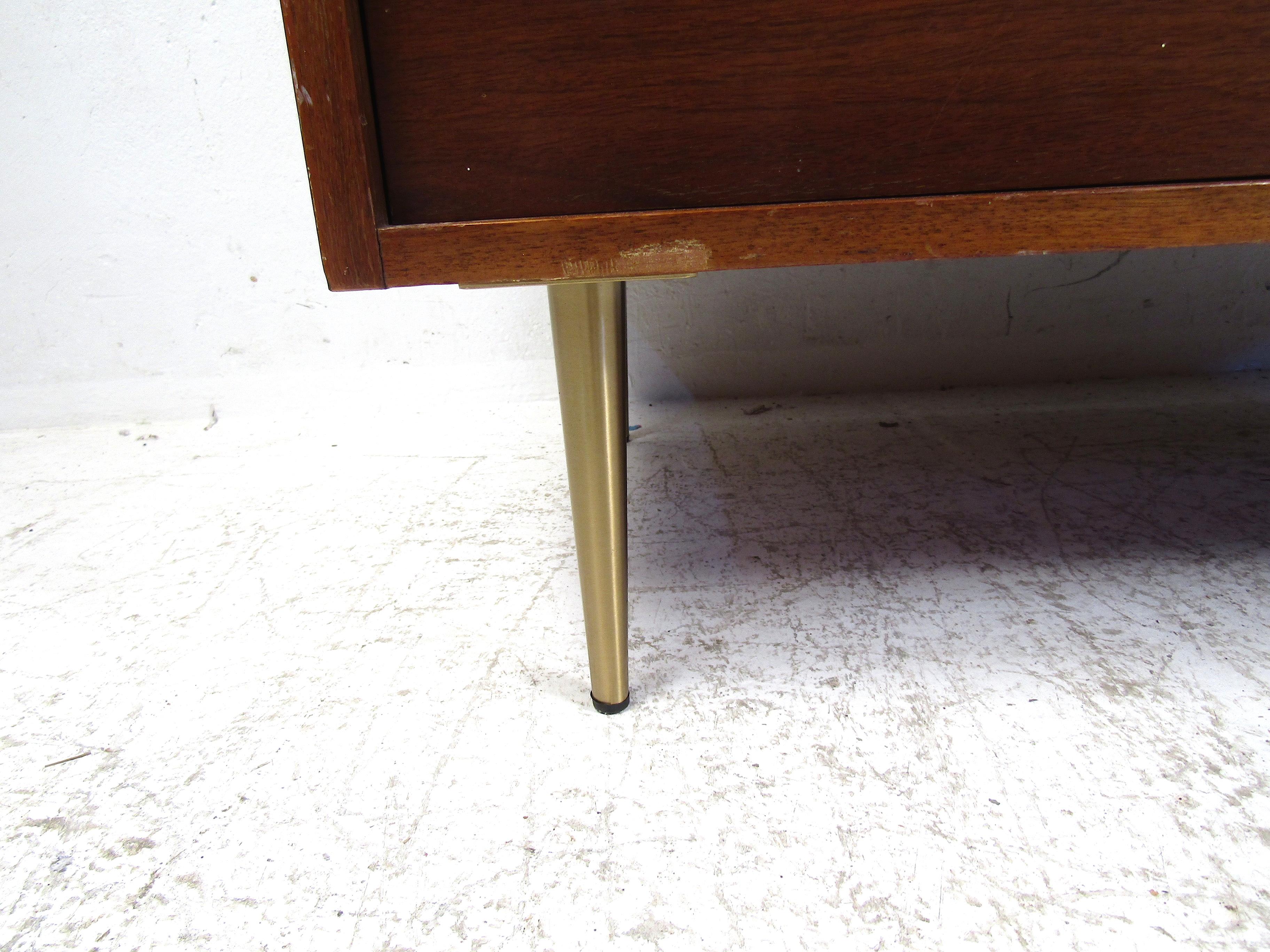 Midcentury Tall Dresser in Walnut In Fair Condition For Sale In Brooklyn, NY