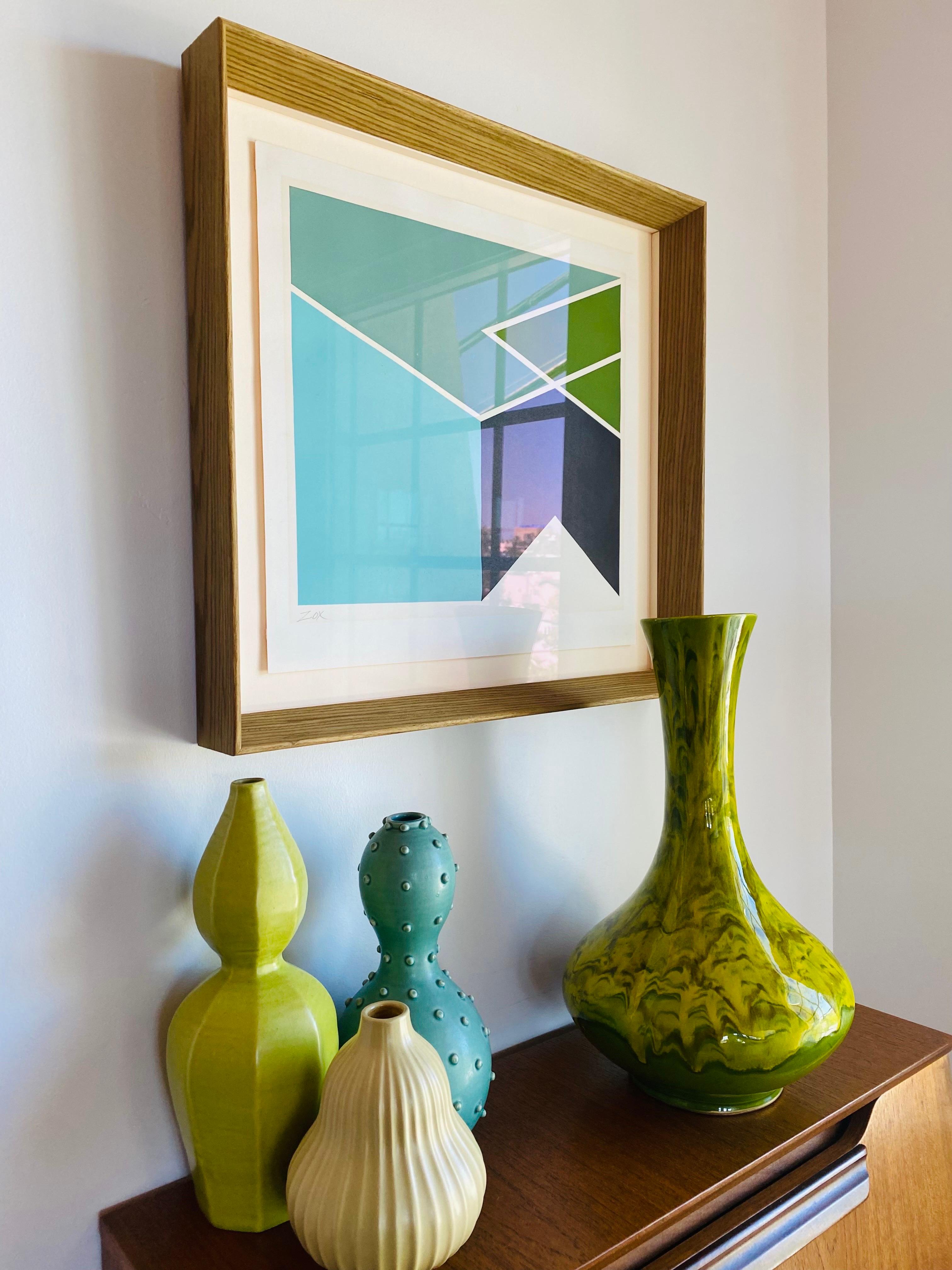 Milieu du XXe siècle Grand vase du milieu du siècle à glaçure goutte à goutte en vert par California Originals en vente