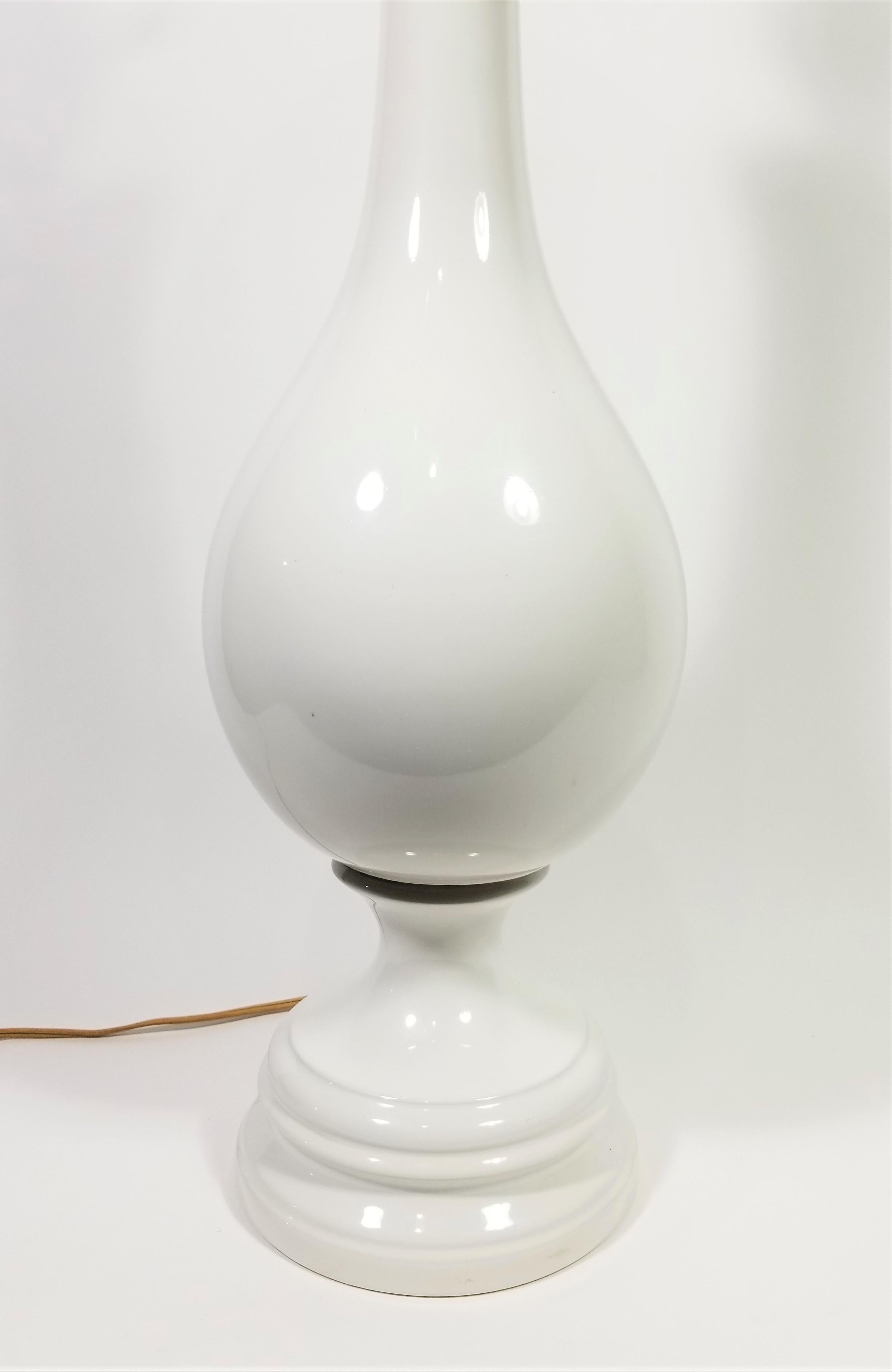 20th Century Mid Century Tall Glazed Ceramic Table Lamp For Sale
