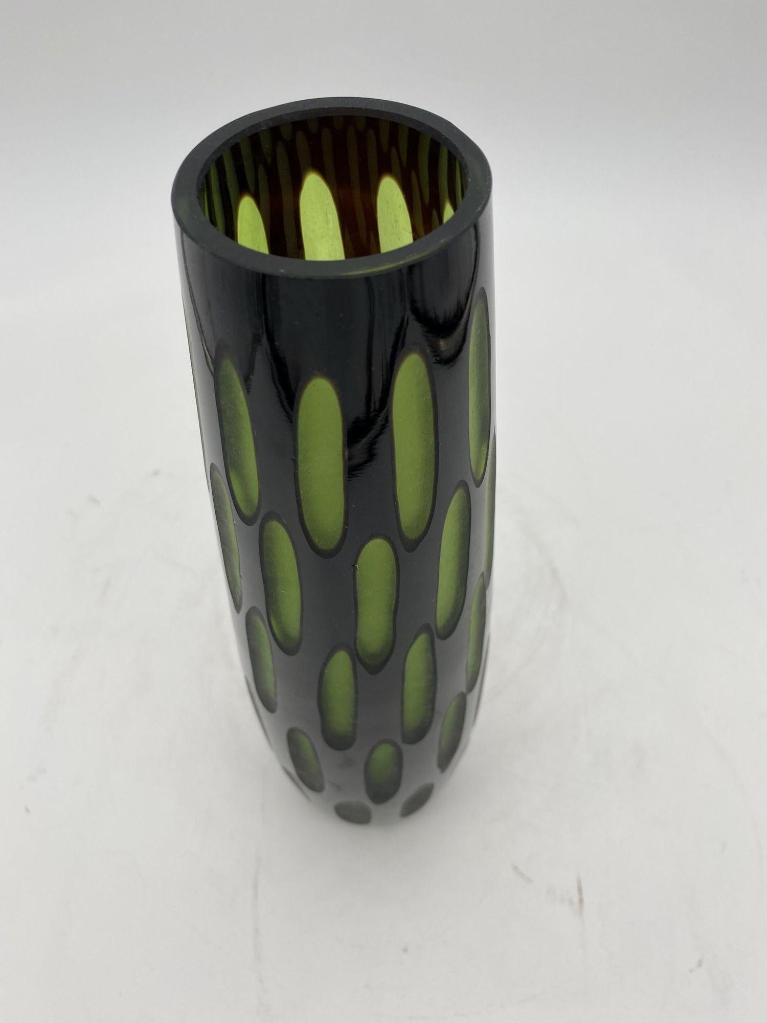 tall green glass vase