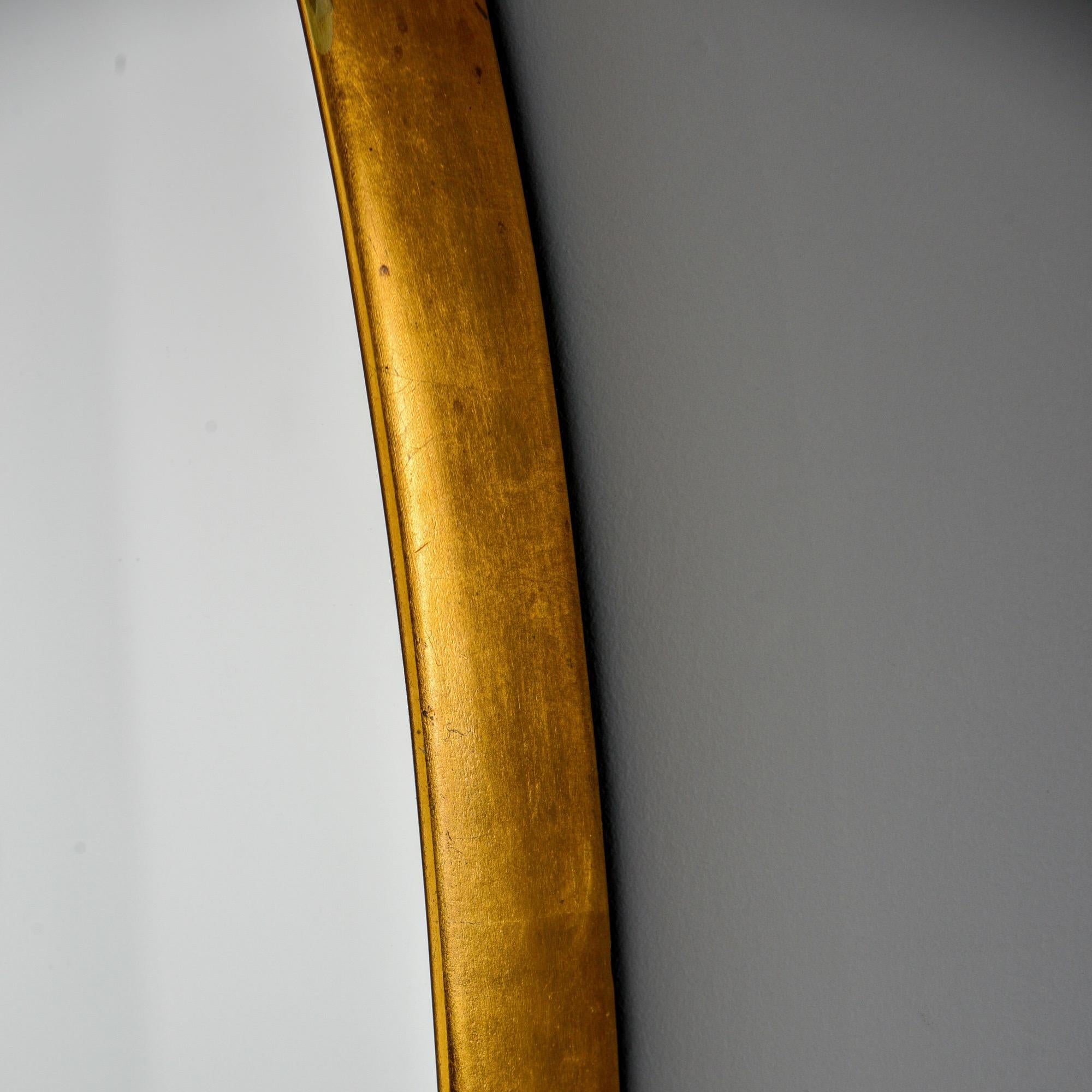 Unknown Midcentury Tall Oval Giltwood Framed Mirror