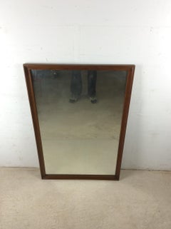 Mid Century Tall Rectangular Mirror with Walnut Frame