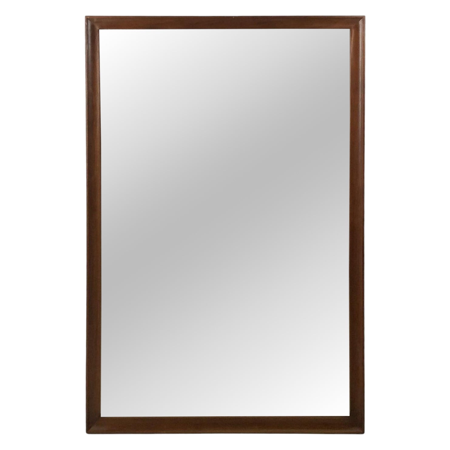 Mid Century Tall Rectangular Mirror with Walnut Frame For Sale