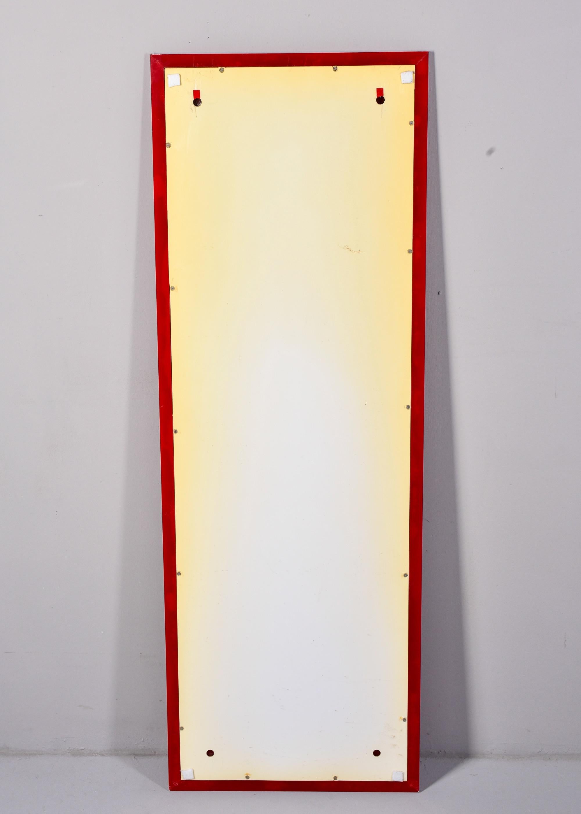 Mid Century Tall Red Plastic Mirror Attributed to Anna Castelli for Kartell For Sale 5