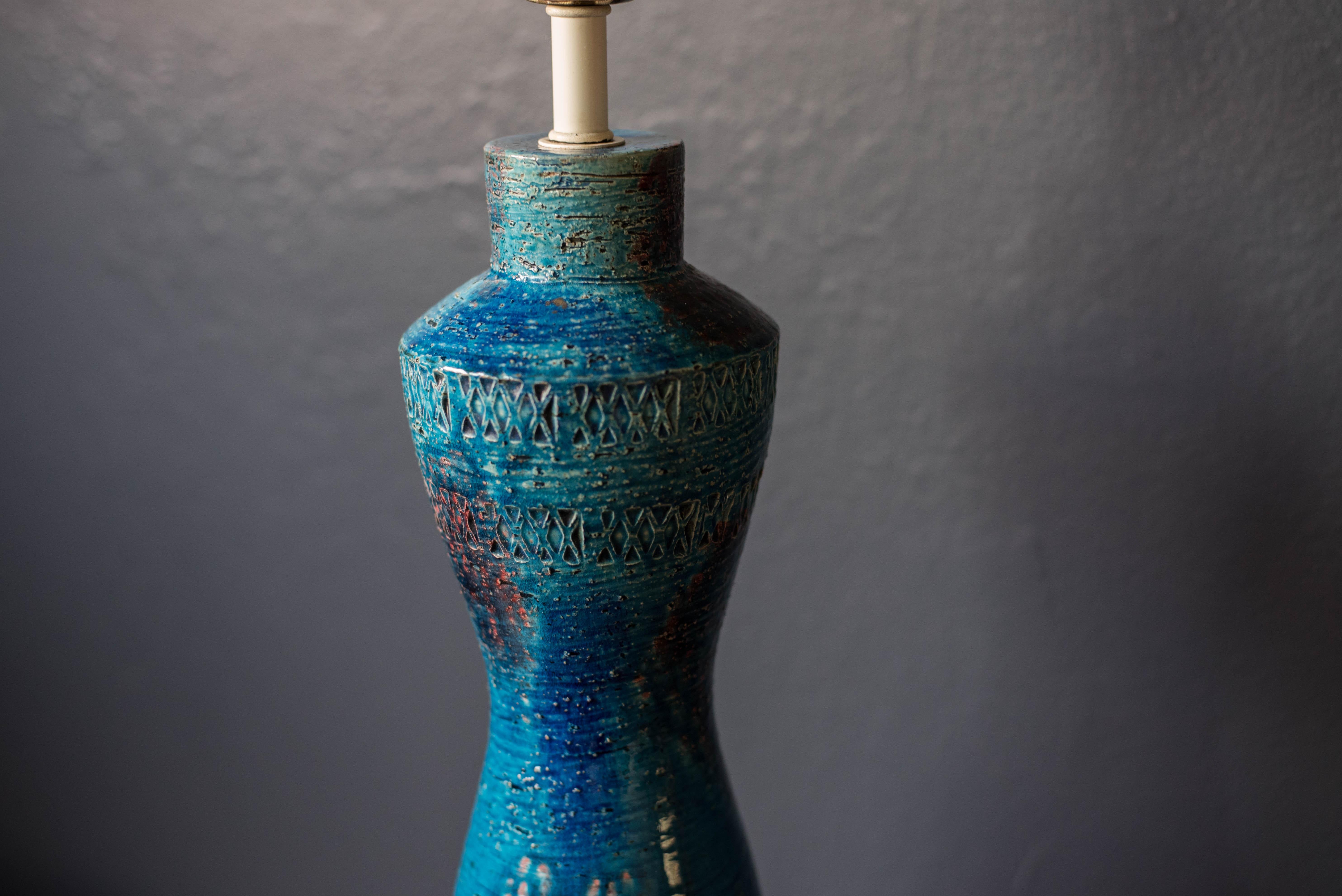 Mid-Century Modern Mid Century Tall Rimini Blue Bitossi Lamp by Aldo Londi