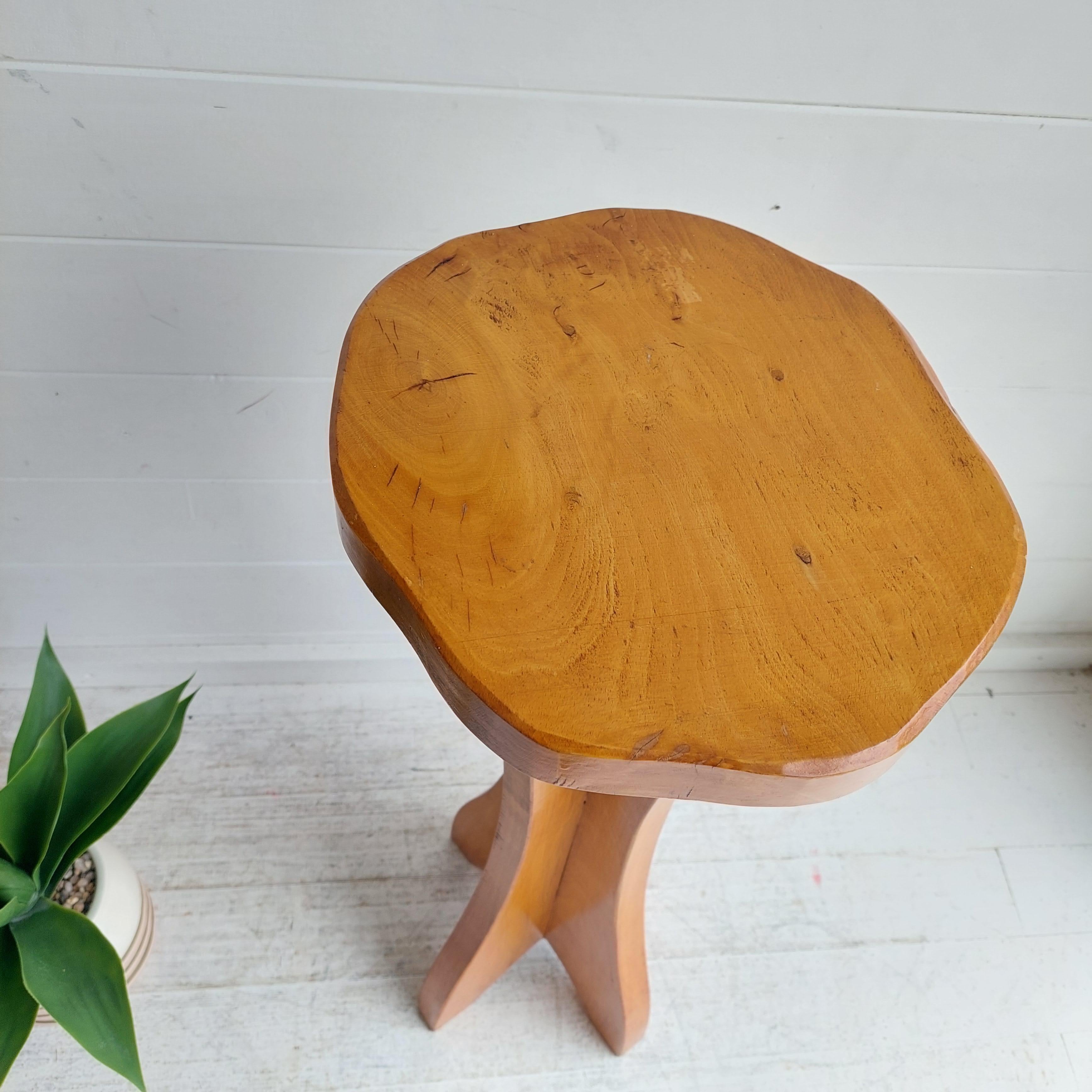 20th Century Mid Century Tall Side Table Gueridon Plant Holder Brutalist organic pedestal 50s For Sale