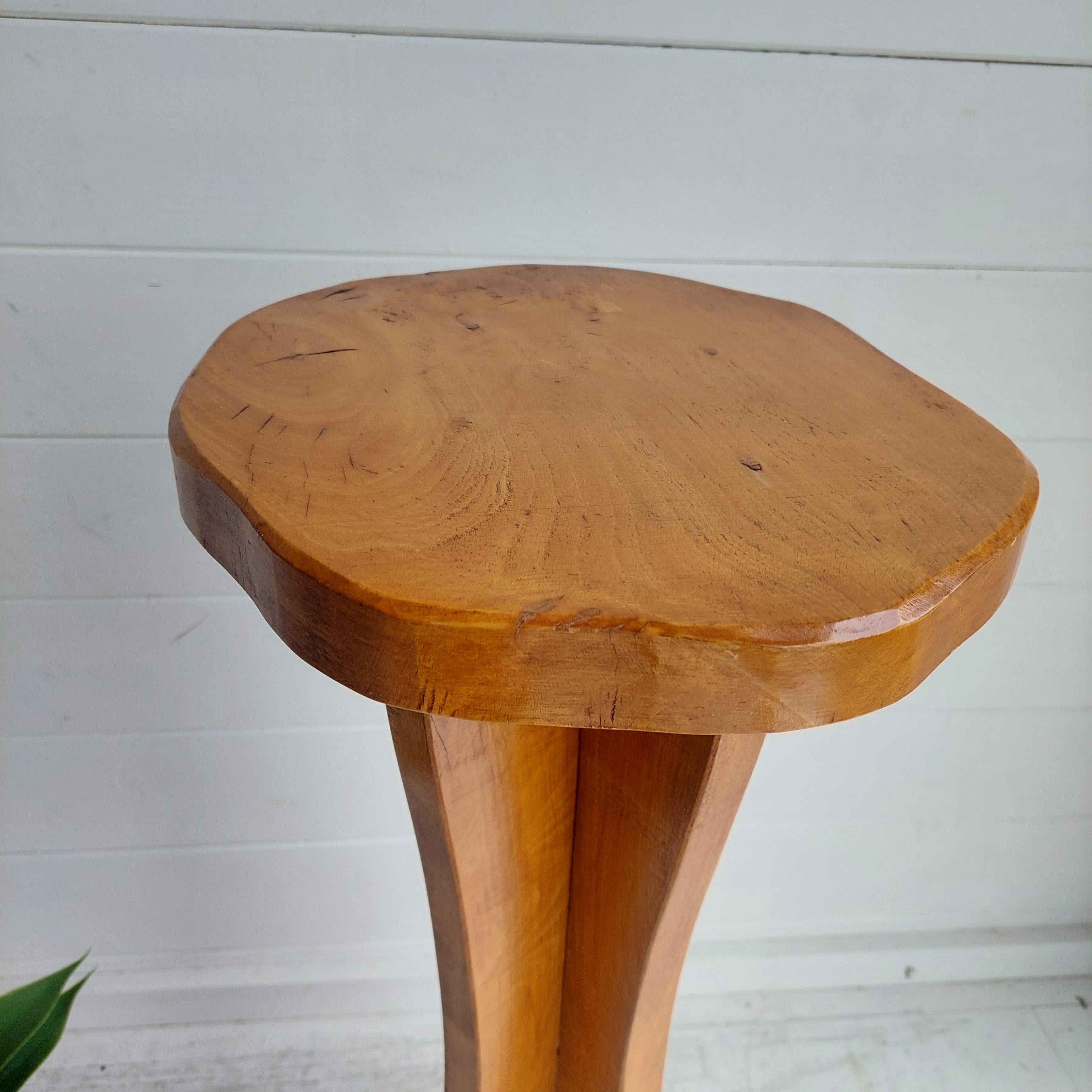 Yew Mid Century Tall Side Table Gueridon Plant Holder Brutalist organic pedestal 50s For Sale