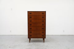 Mid-Century Tall Teak 7 Drawer Dresser