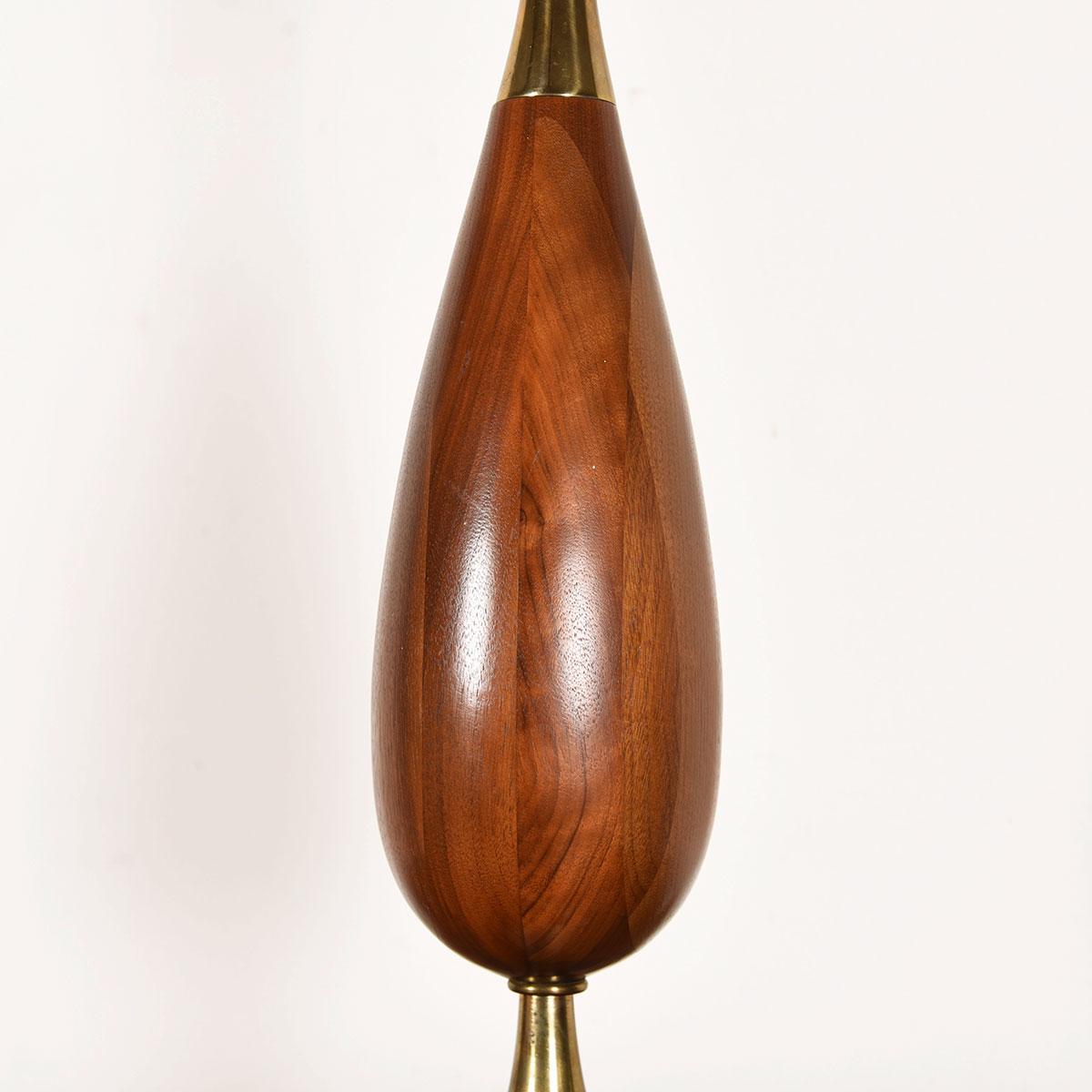 Midcentury Tall Walnut & Brass Table Lamp by Tony Paul for Westwood For Sale 1