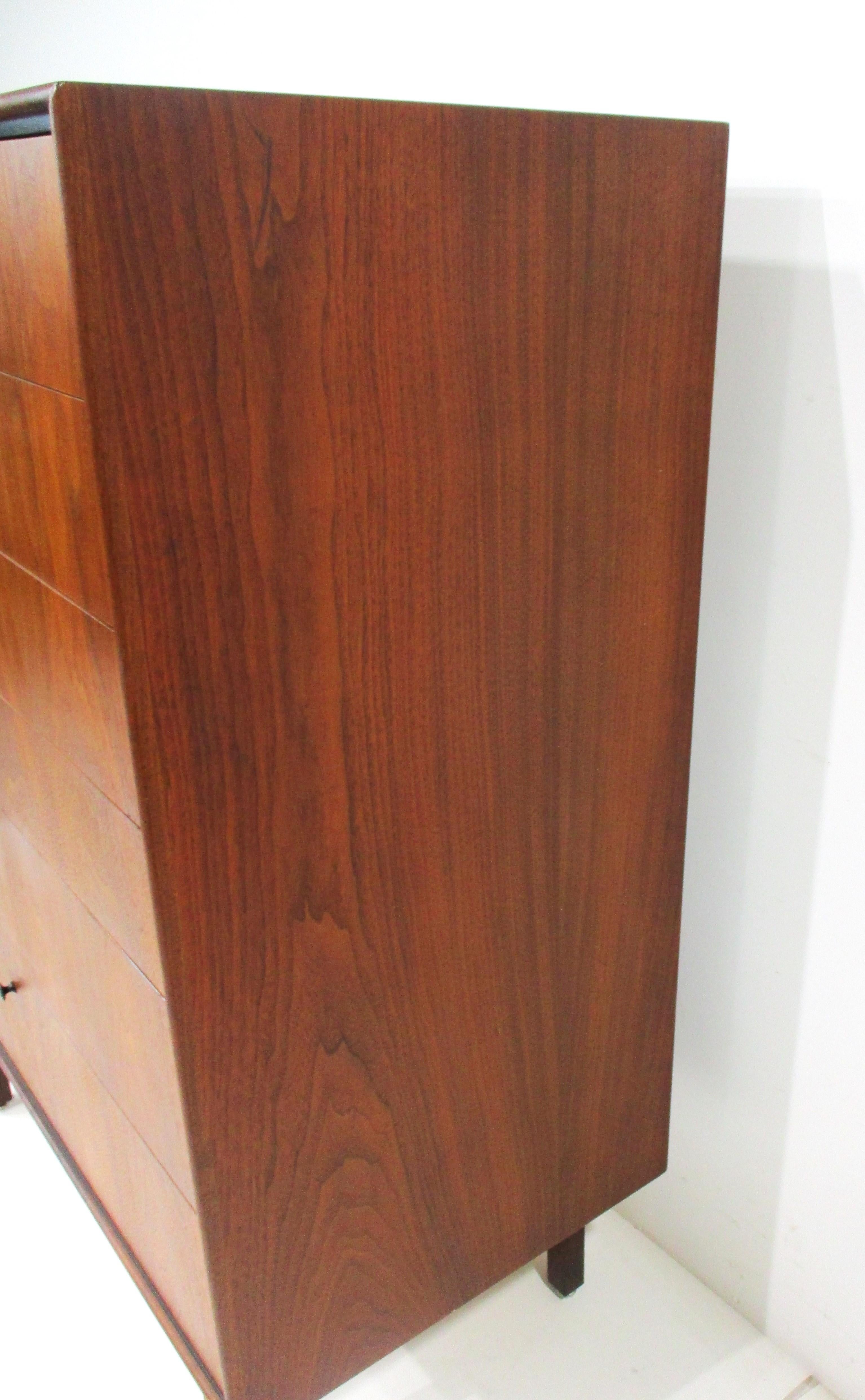 Mid Century Tall Walnut Dresser Chest by Jack Cartwright for Founders 5