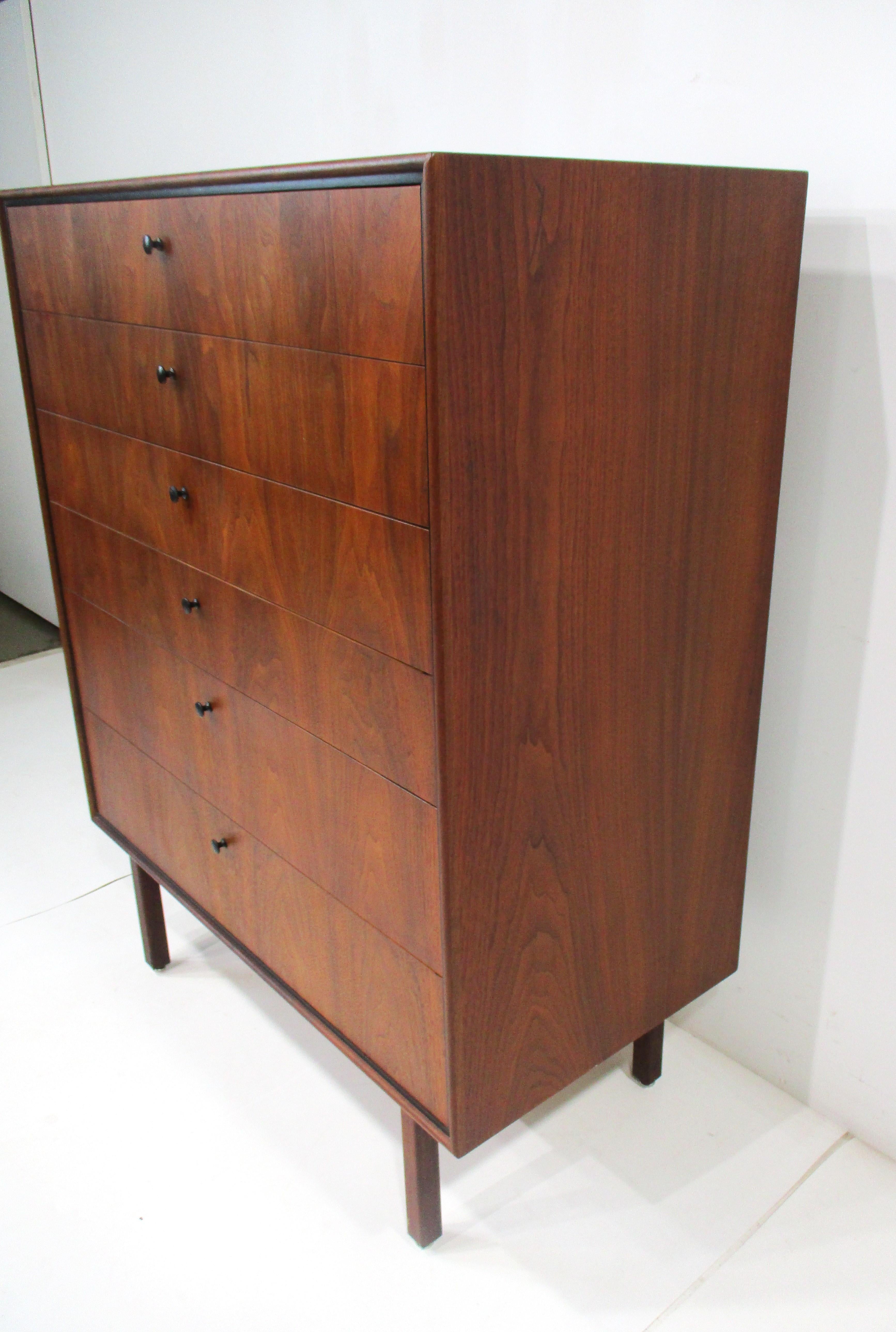 Mid-Century Modern Mid Century Tall Walnut Dresser Chest by Jack Cartwright for Founders