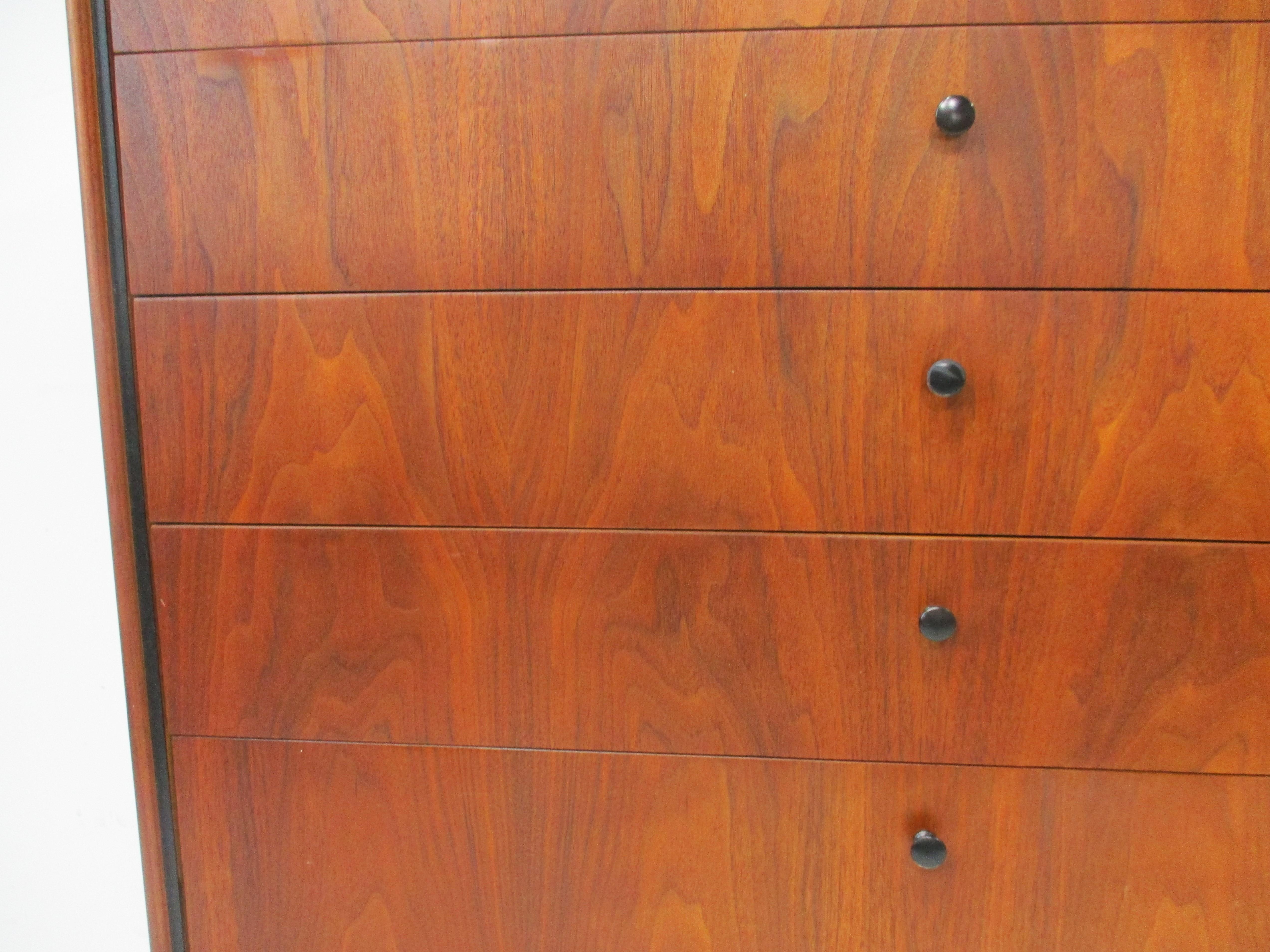 American Mid Century Tall Walnut Dresser Chest by Jack Cartwright for Founders