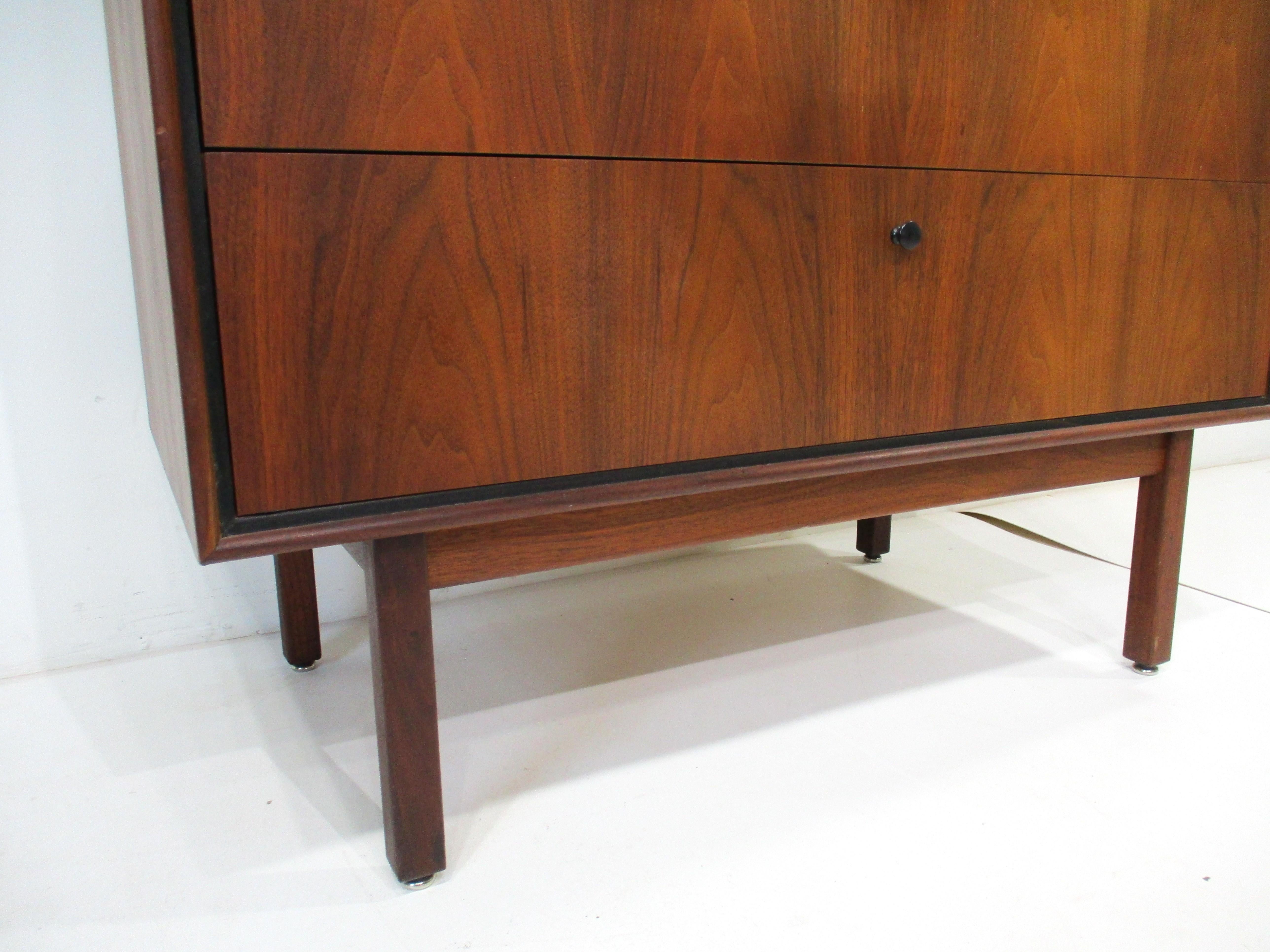 Mid Century Tall Walnut Dresser Chest by Jack Cartwright for Founders 2