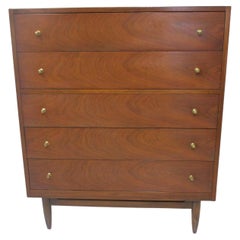 Mid Century Tall Walnut Dresser Chest in the Style of Harvey Probber