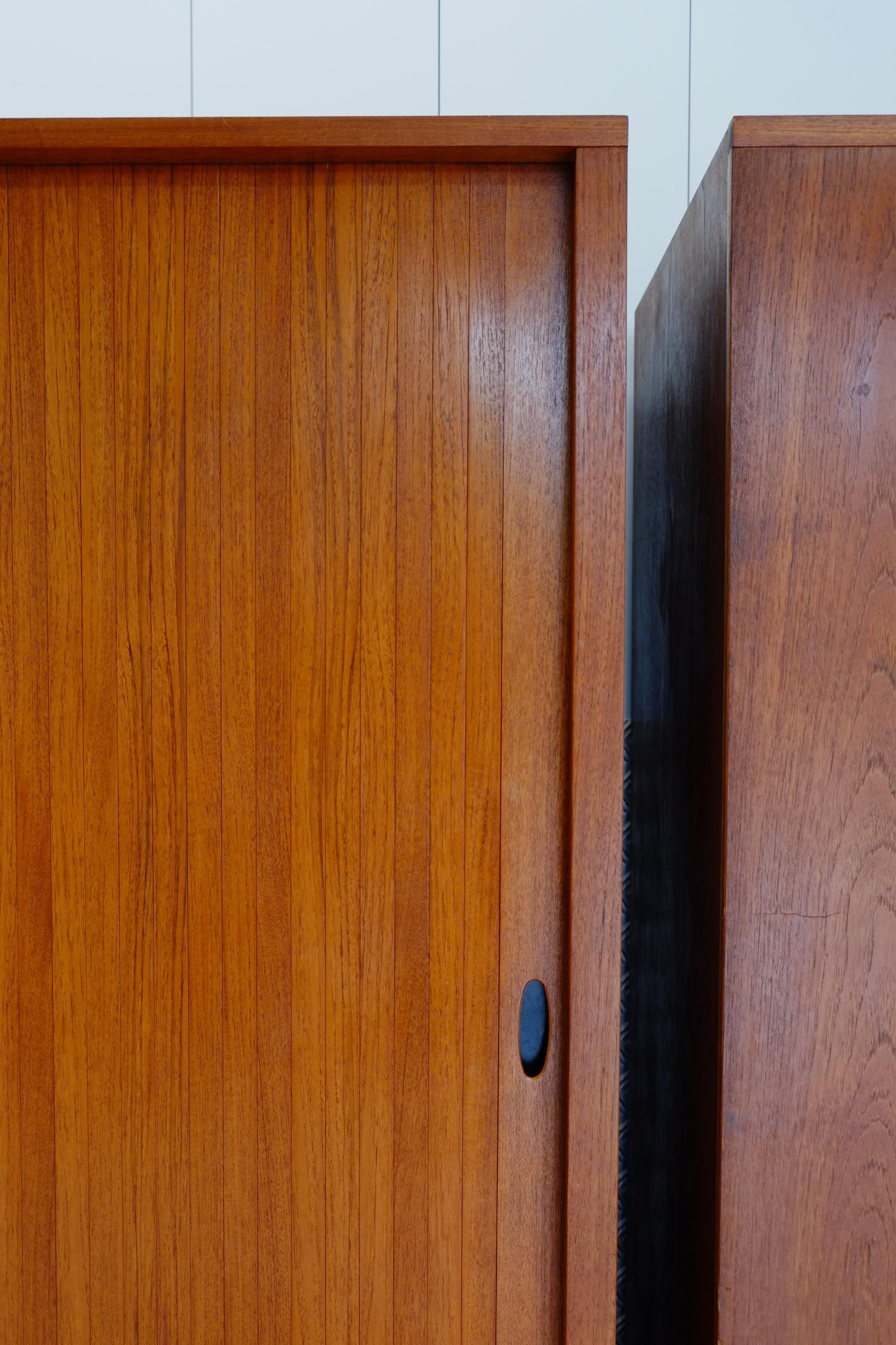 Mid Century Tambour Door Fitted Gentlemans Wardrobe - Pair Available For Sale 3