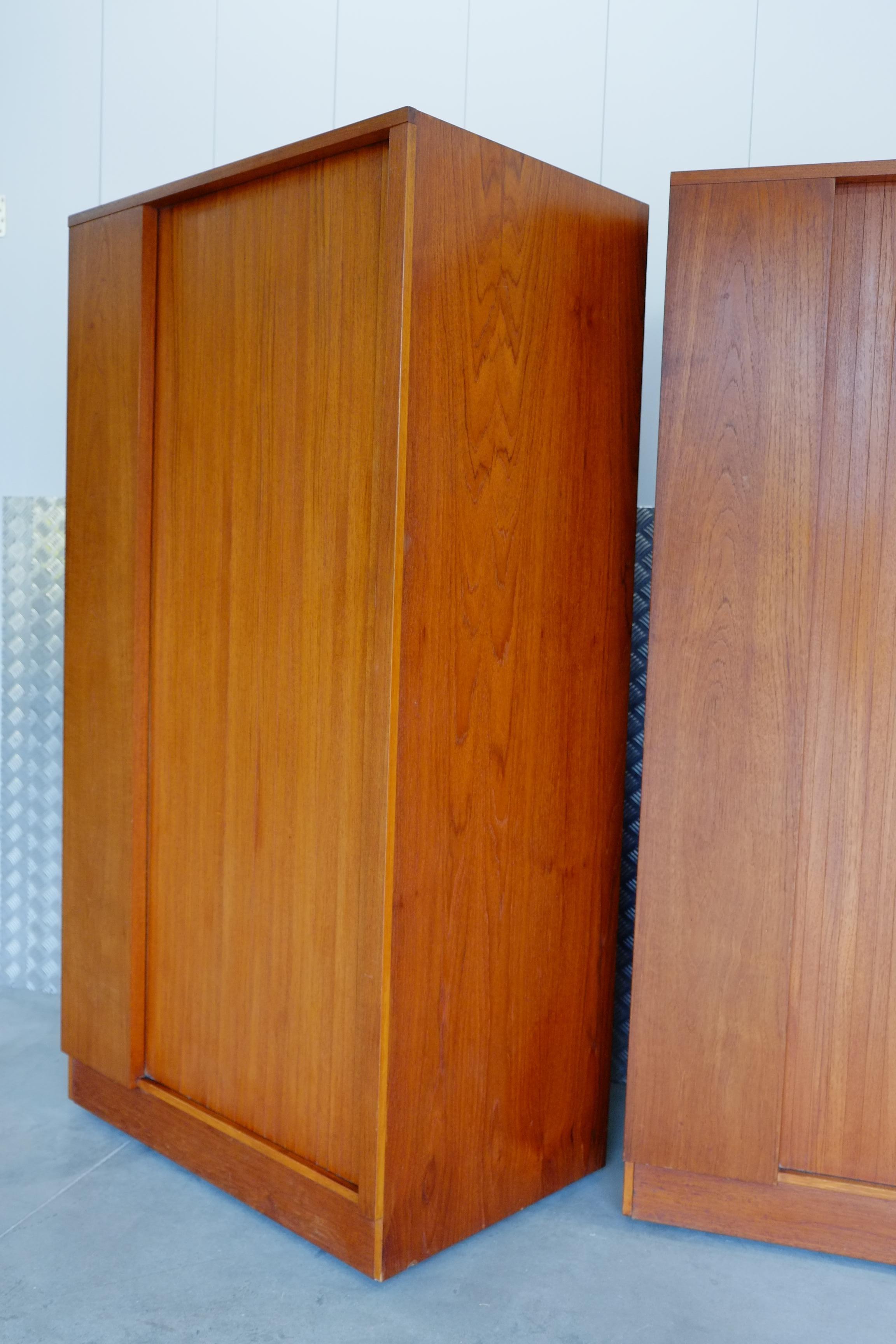 Mid Century Tambour Door Fitted Gentlemans Wardrobe - Pair Available For Sale 8