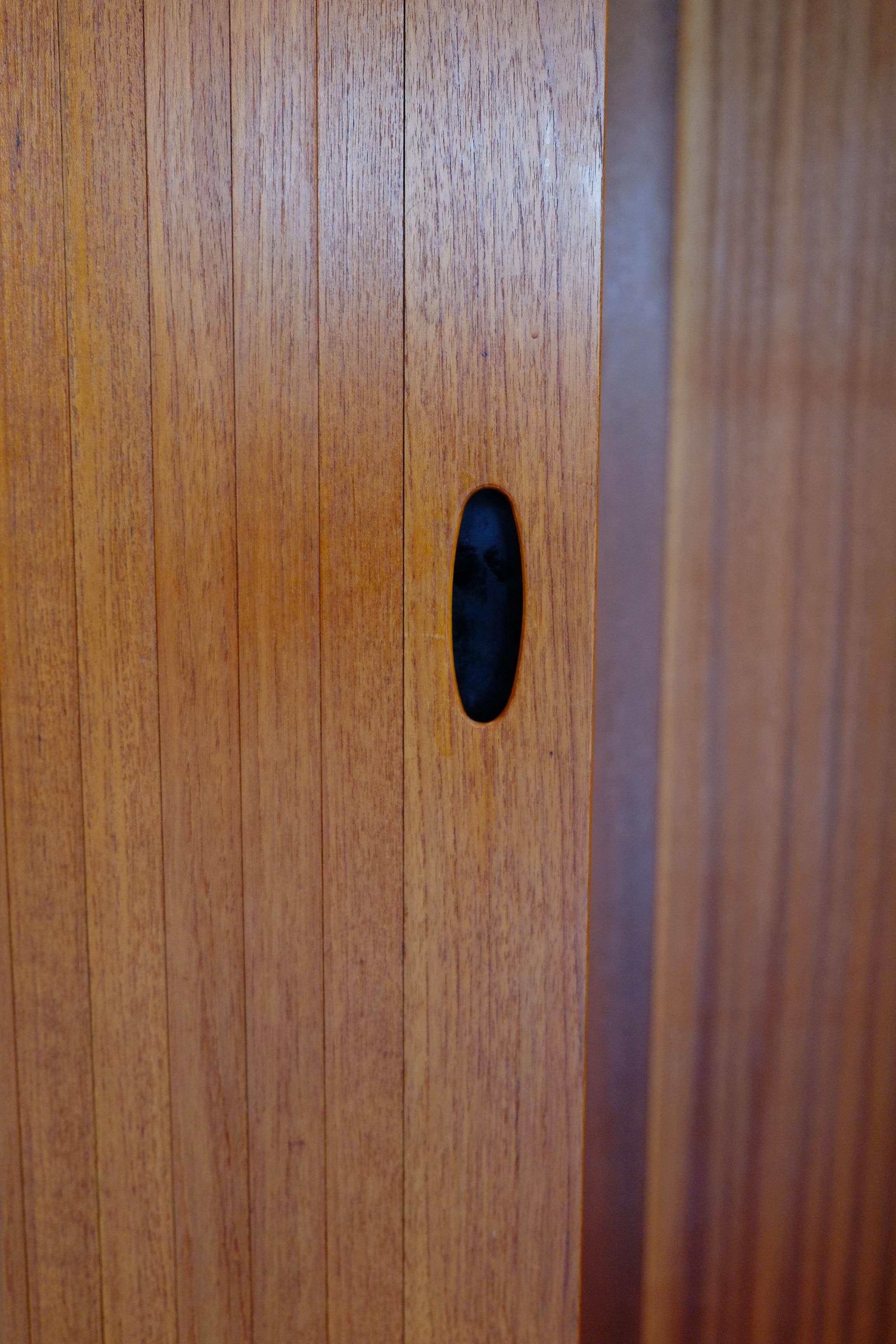 Mid-Century Modern Mid Century Tambour Door Fitted Gentlemans Wardrobe - Pair Available For Sale