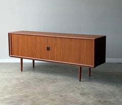 Mid-Century Tambour Door Teak Credenza by Svend Aage Larsen