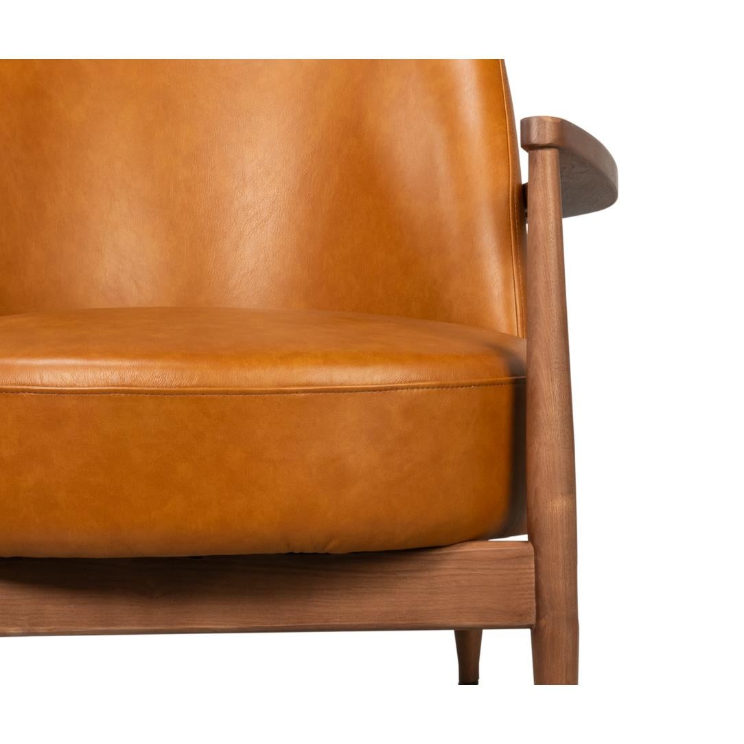 Mid Century Tan Leder Sessel im Angebot 4
