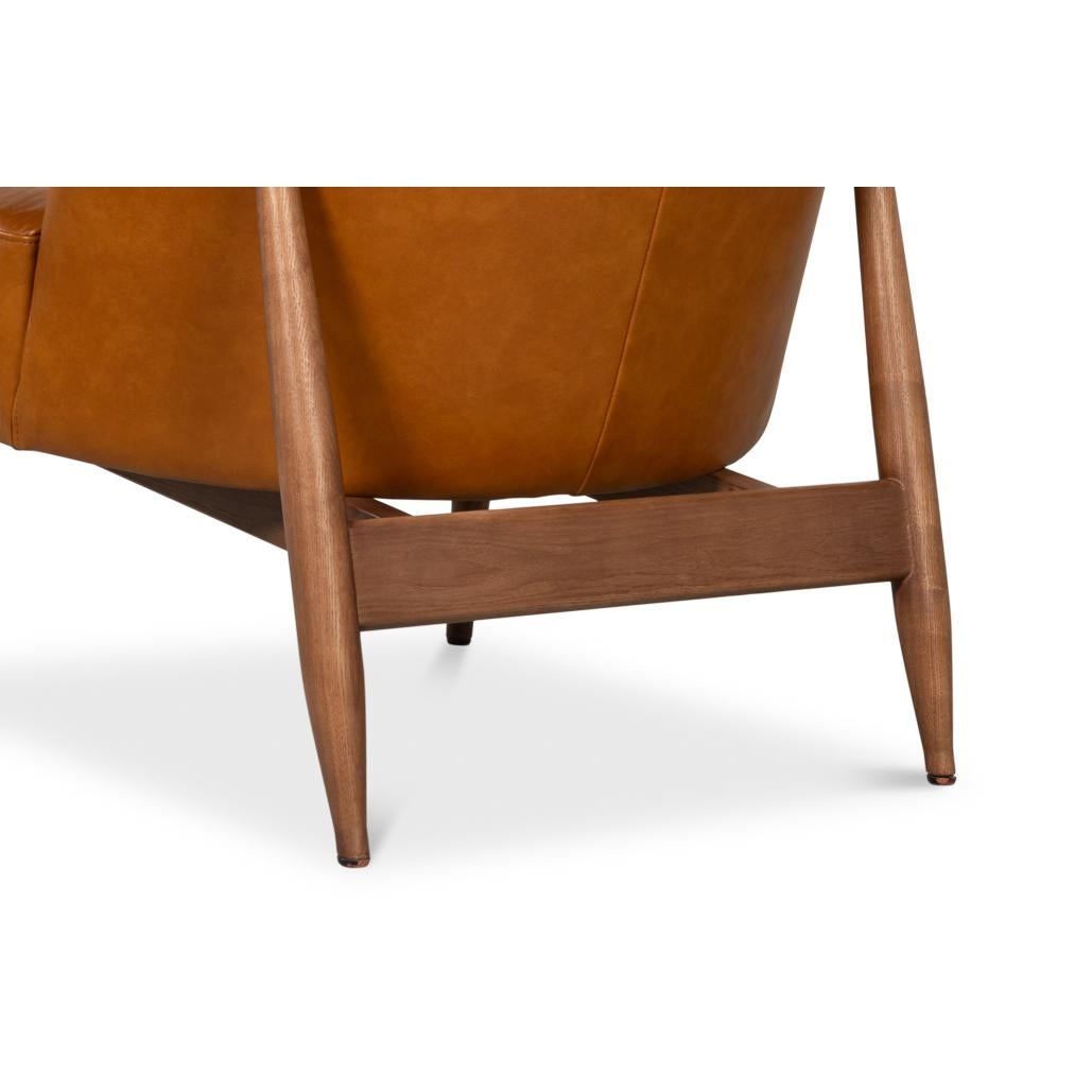 Mid Century Tan Leder Sessel im Angebot 5