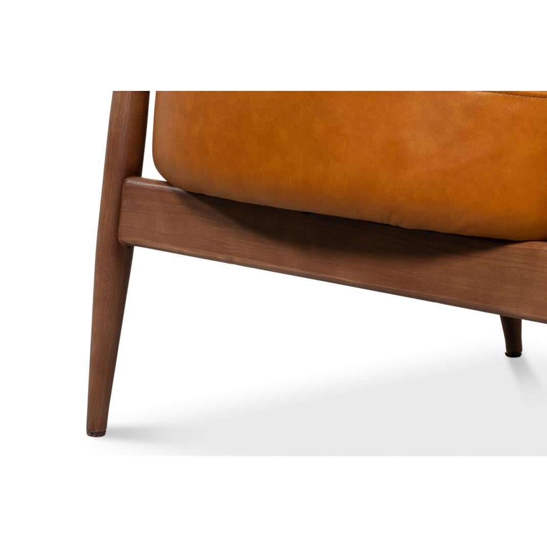 Mid Century Tan Leder Sessel im Angebot 6