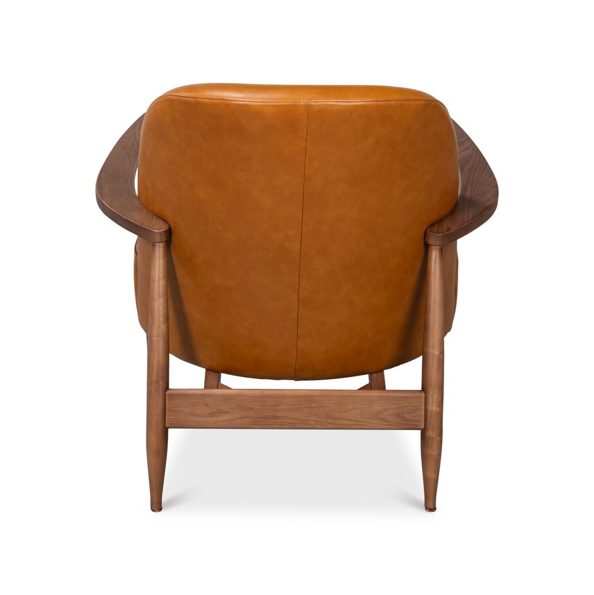 Mid Century Tan Leder Sessel im Zustand „Neu“ im Angebot in Westwood, NJ