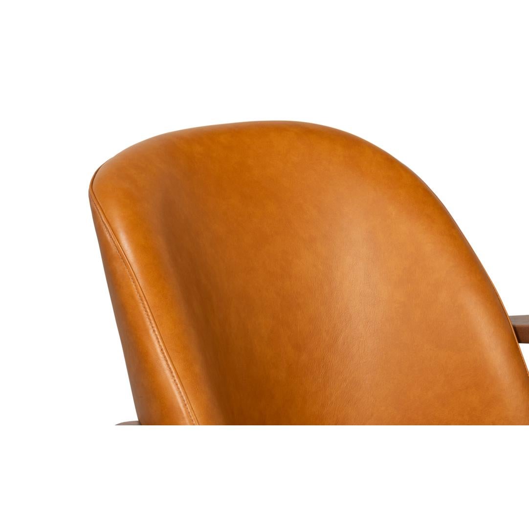 Mid Century Tan Leder Sessel im Angebot 3