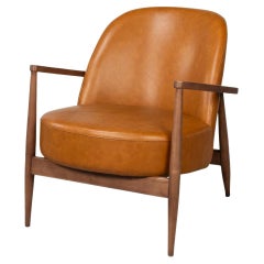 Mid Century Tan Leather Arm Chair