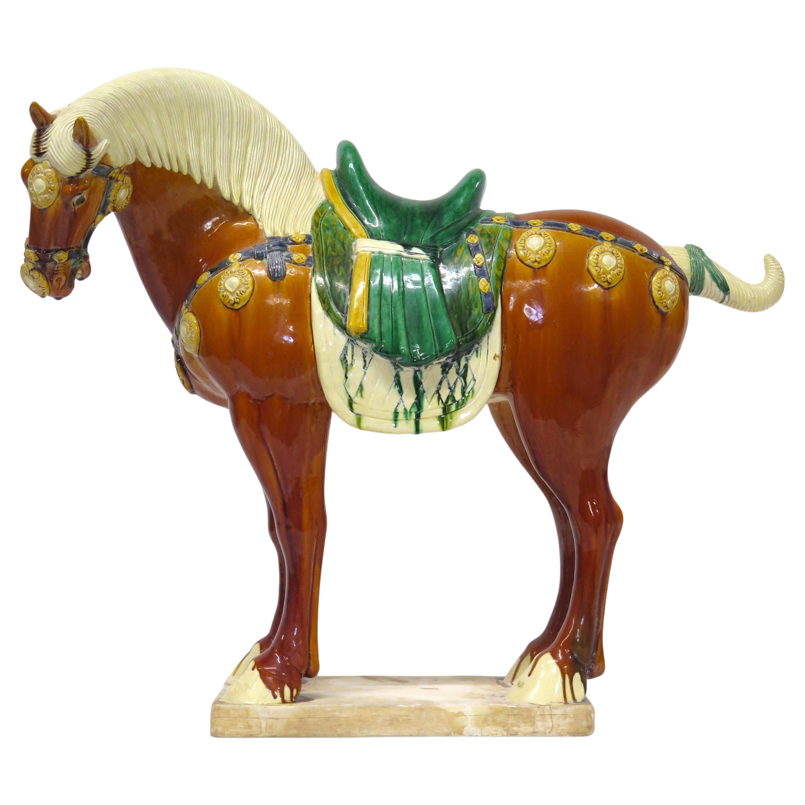 Mid-Century Tang-Style Chinese Ceramic Horse For Sale