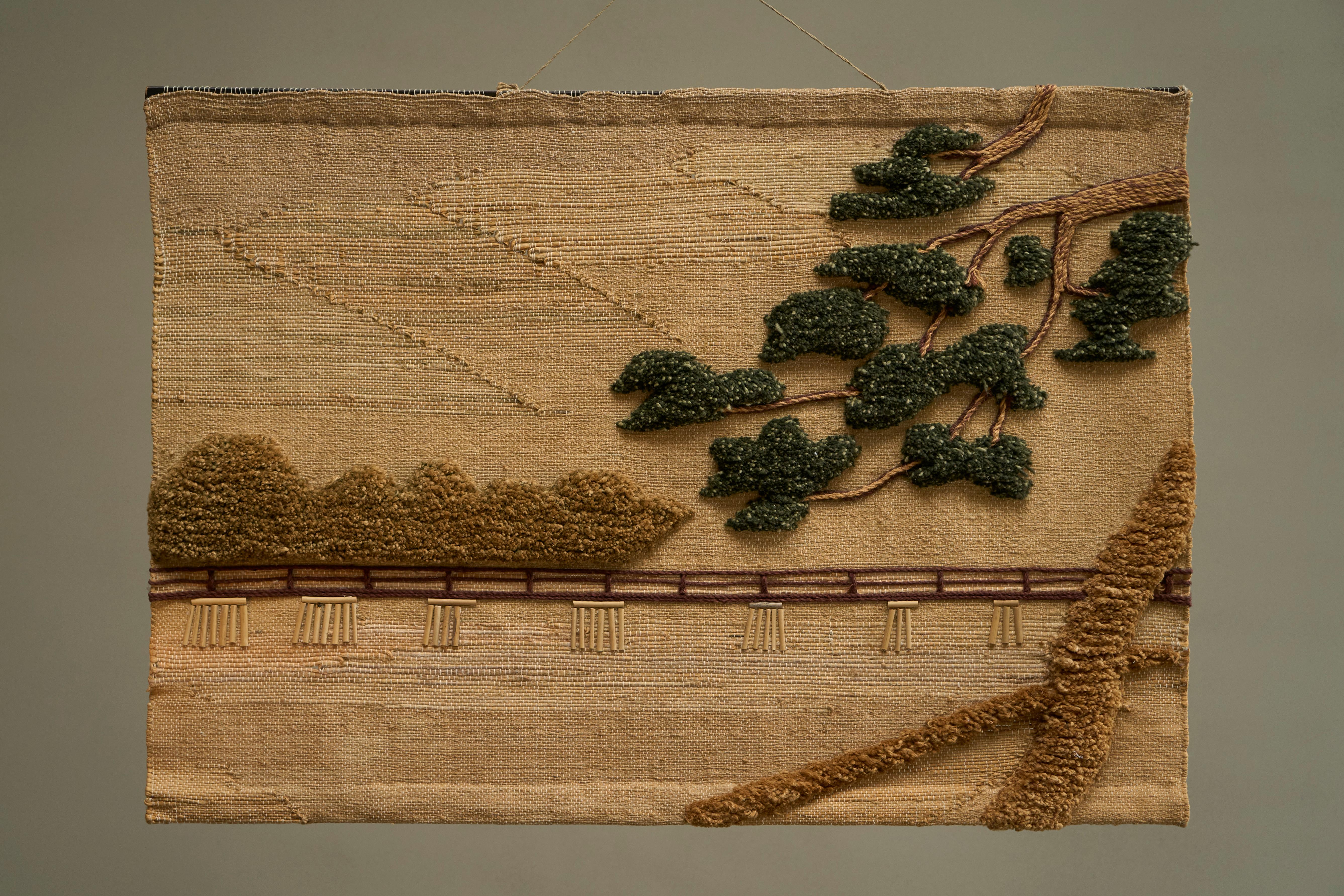 Wandteppich oder Wandbehang aus Jute, Wolle und Bambus aus der Mitte des Jahrhunderts 1960er Jahre (Moderne der Mitte des Jahrhunderts) im Angebot