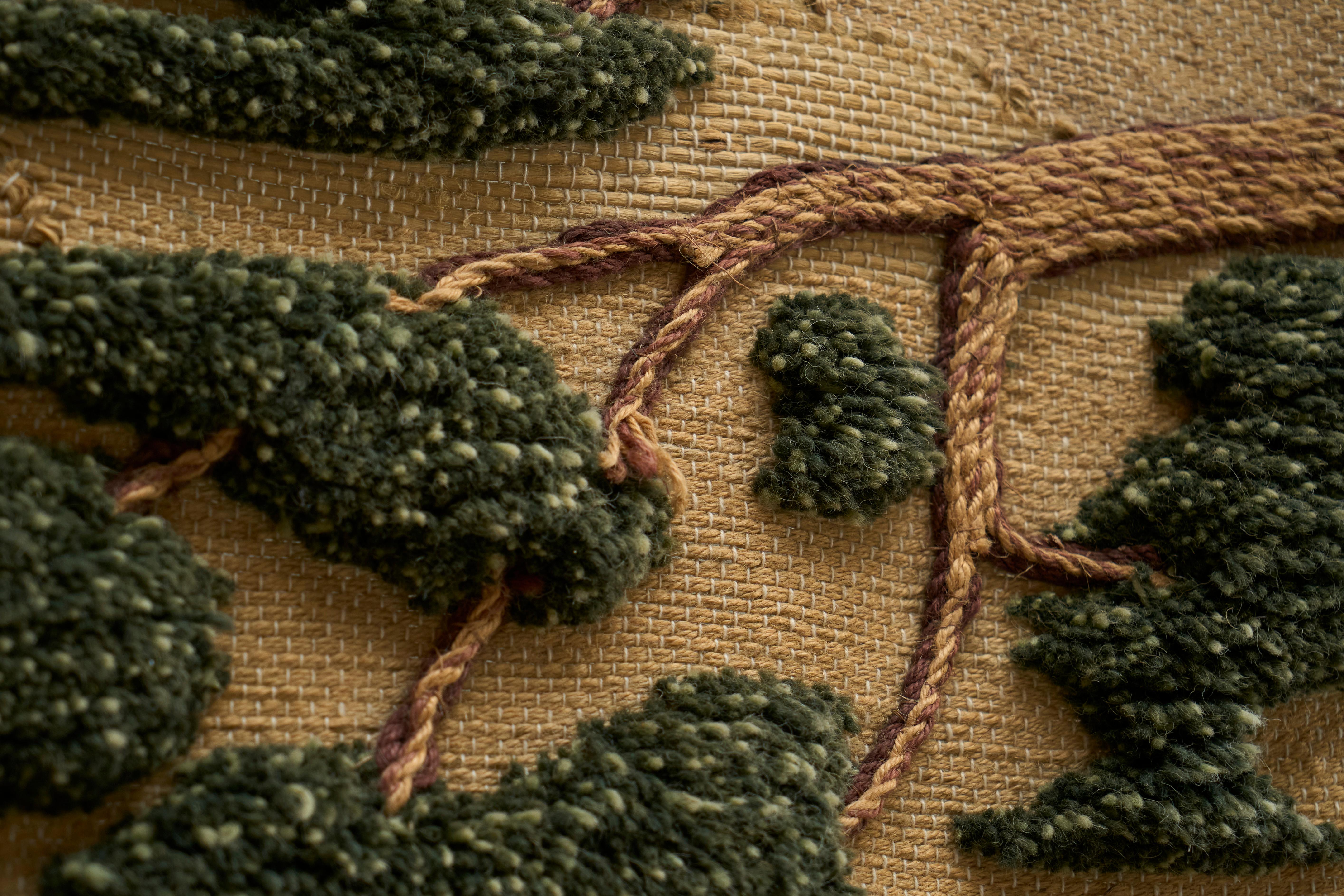 Wandteppich oder Wandbehang aus Jute, Wolle und Bambus aus der Mitte des Jahrhunderts 1960er Jahre im Zustand „Gut“ im Angebot in Meer, VAN