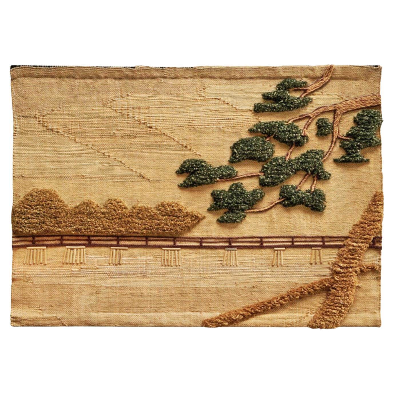 Mid Century Tapestry or Wall Hanging in Jute, Wool and Bamboo 1960s