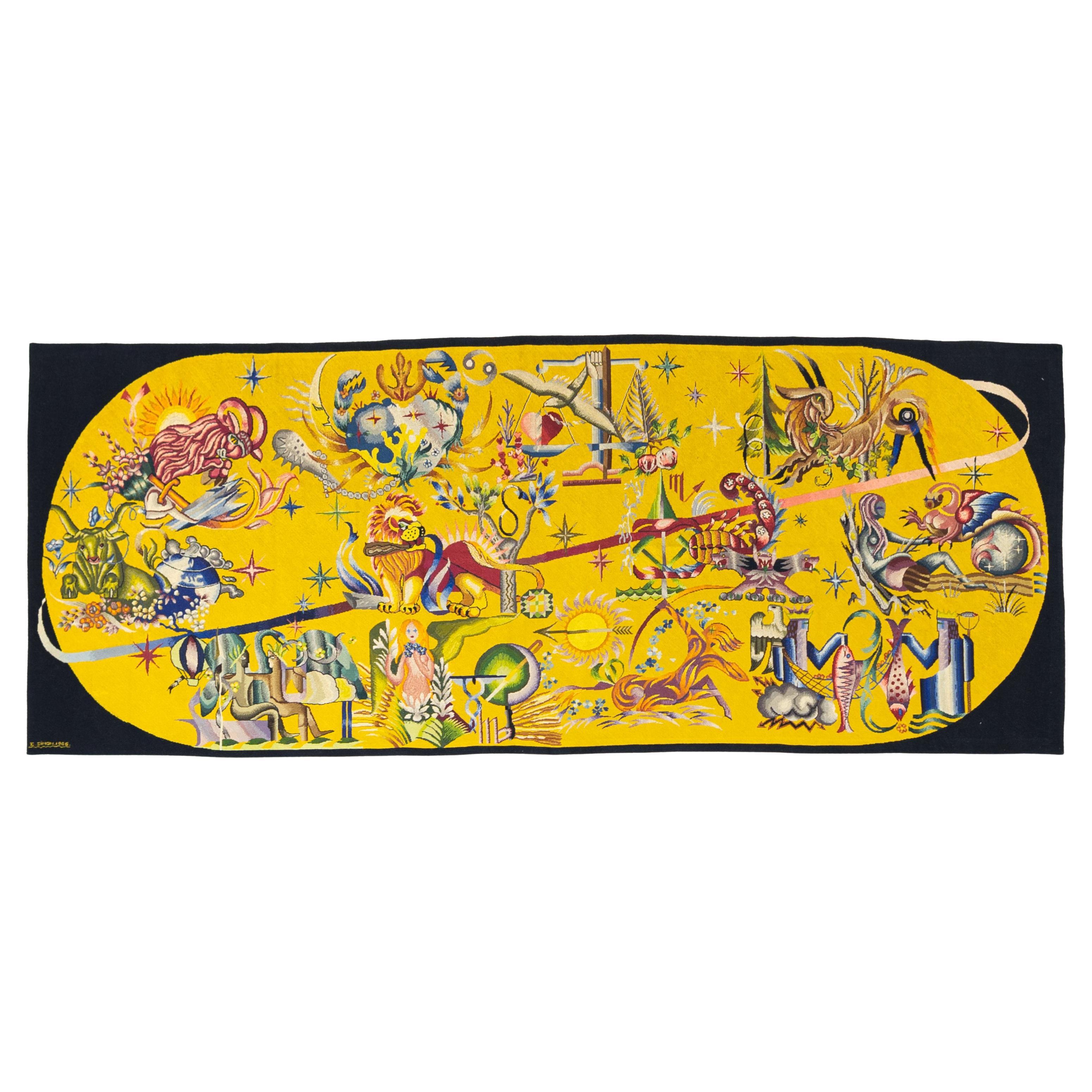 Tapiz de mediados de siglo firmado E. Simon  4'5'' x 11'2''