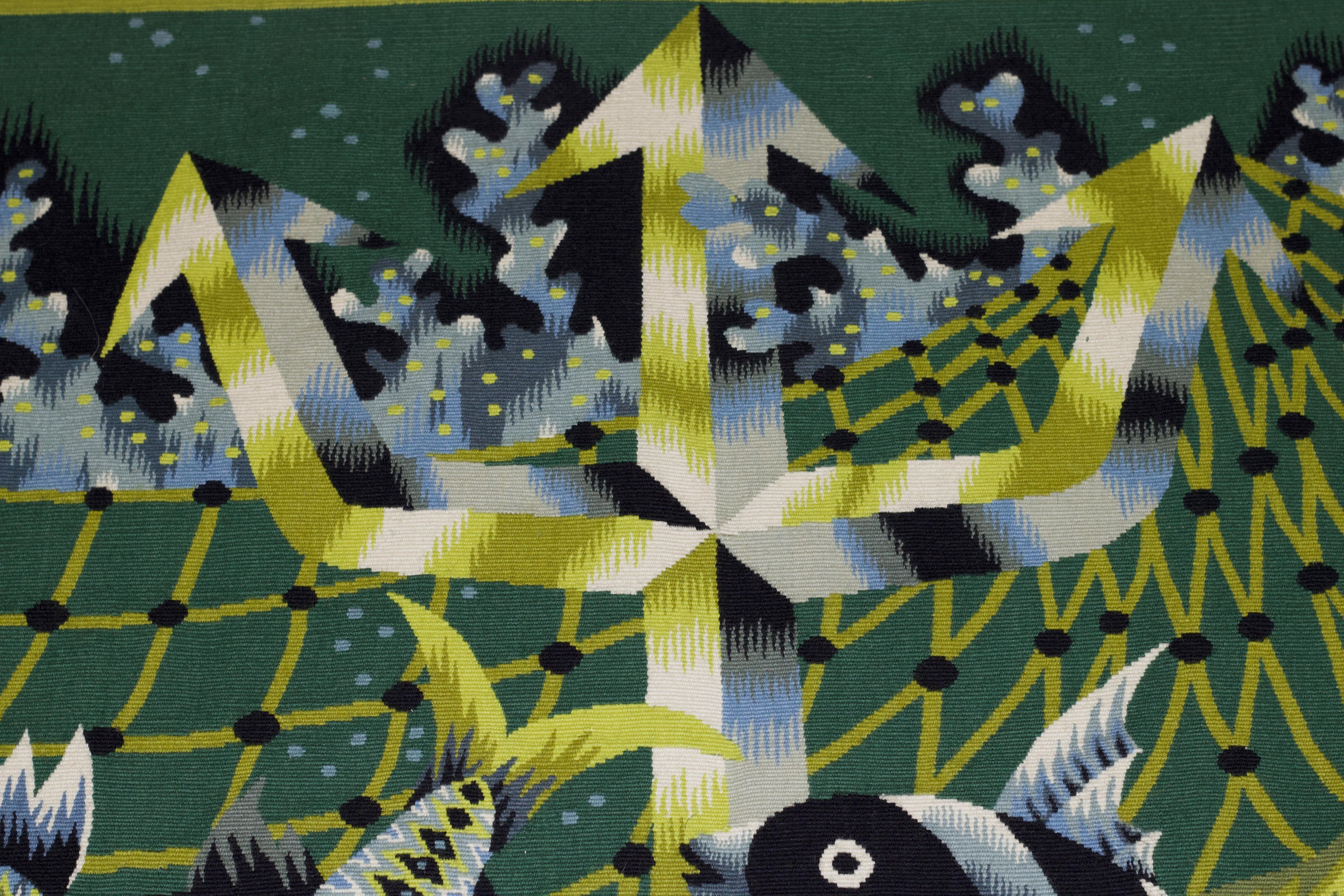 European Mid Century Tapestry Signed Jean Picard Le Doux 5'5