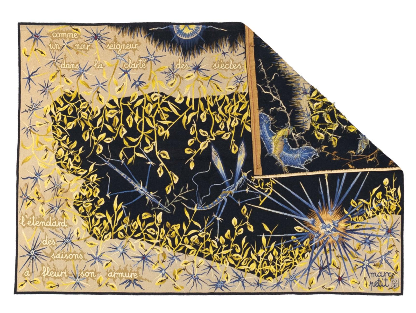 Mid Century Tapestry Signed Marc Petit 4'10'' x 6'10''.