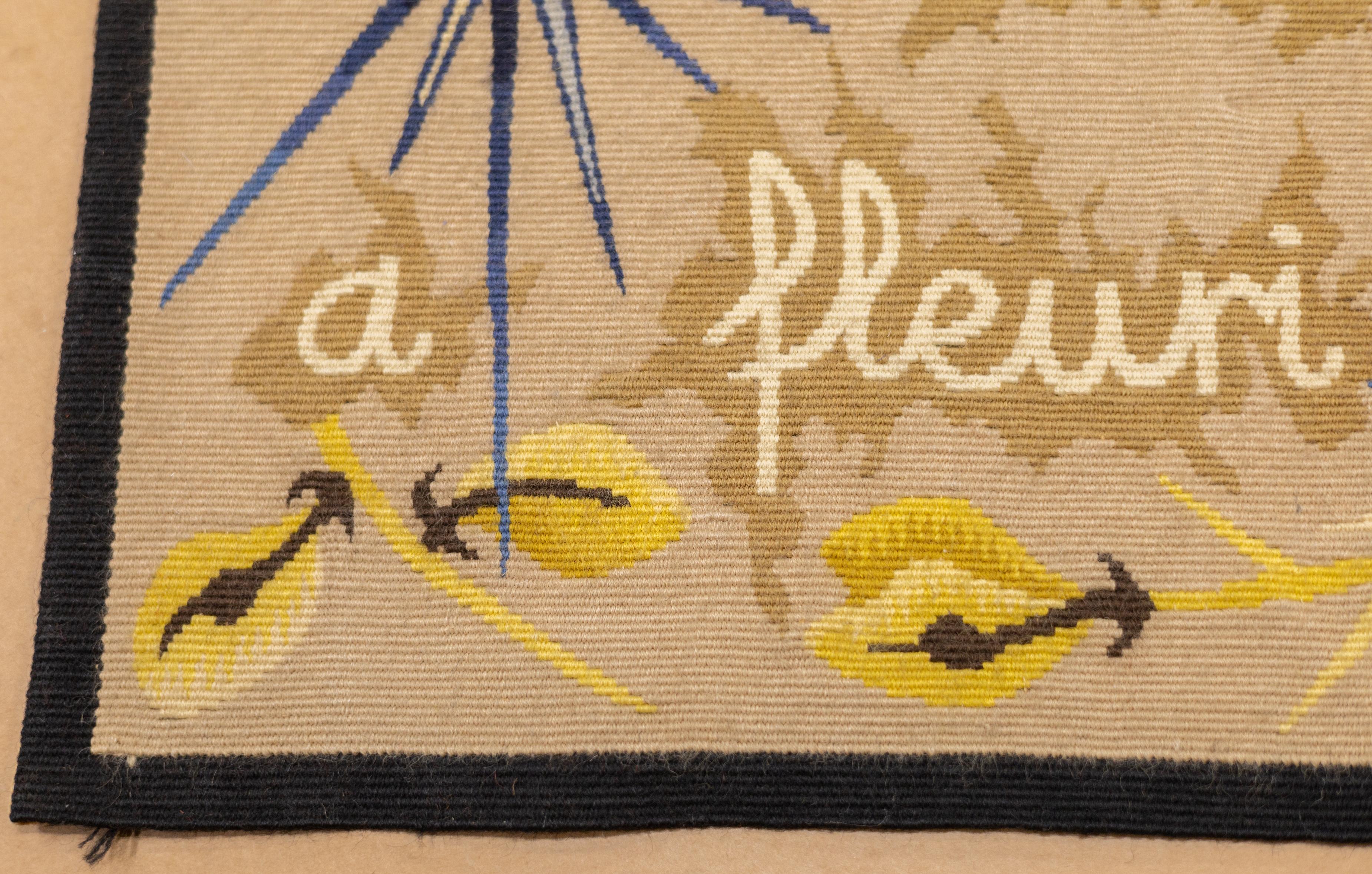 20th Century Mid Century Tapestry Signed Marc Petit 4'10'' x 6'10'' For Sale