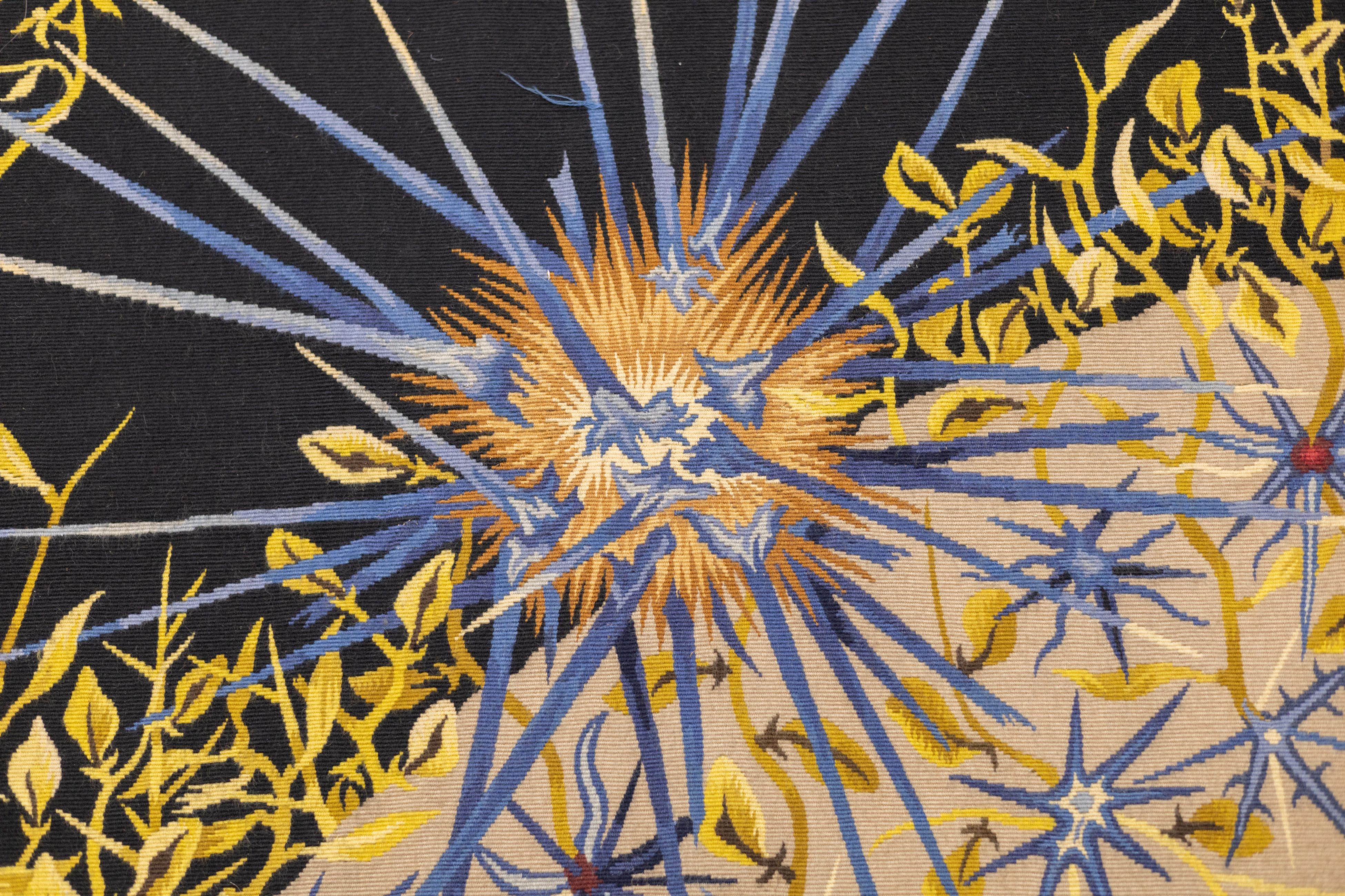 Wool Mid Century Tapestry Signed Marc Petit 4'10'' x 6'10'' For Sale