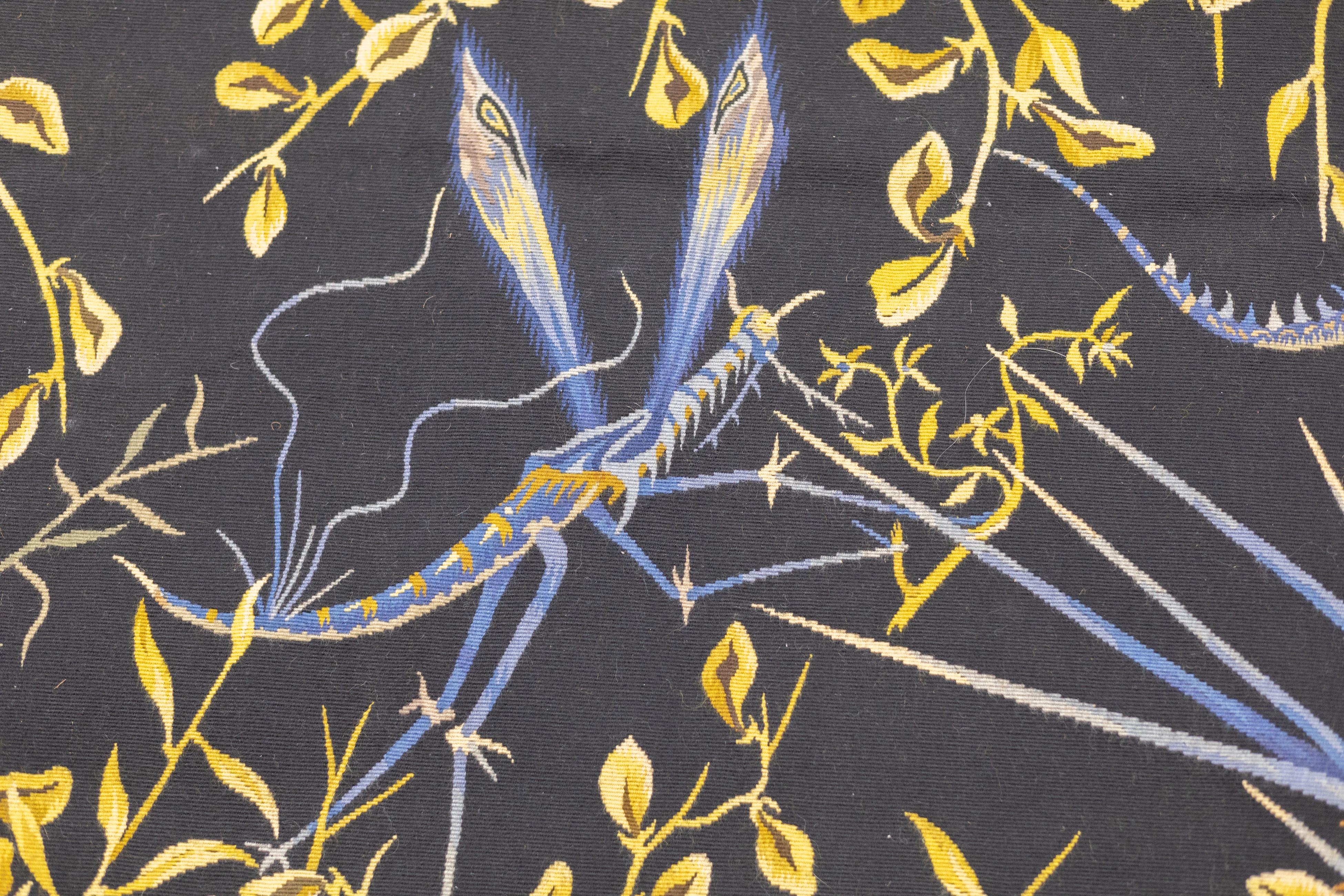Mid Century Tapestry Signed Marc Petit 4'10'' x 6'10'' For Sale 1