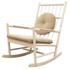 Mid-Century Tapiovaara Inspired White Rocking Chair