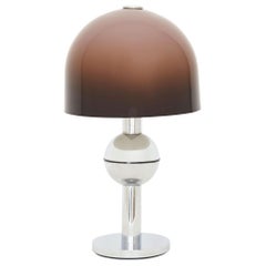 Midcentury Taupe Dome Lamp with Chrome Base