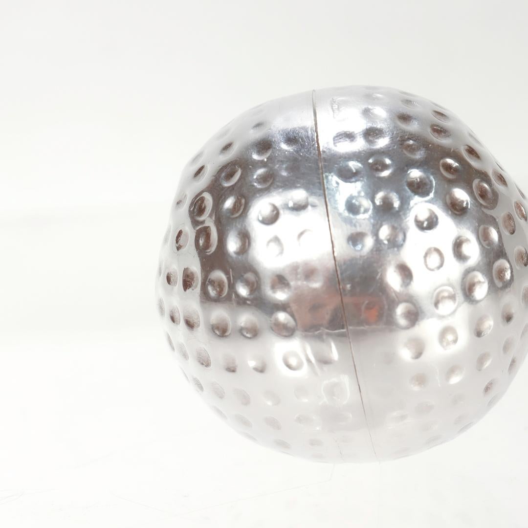 Mid-Century Taxco Mexican Sterling Silver Golf Ball Shaped Pill Box For Sale 2