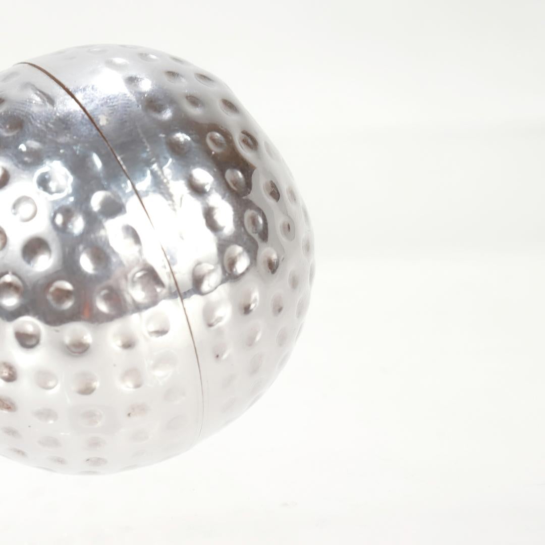 Mid-Century Taxco Mexican Sterling Silver Golf Ball Shaped Pill Box For Sale 2
