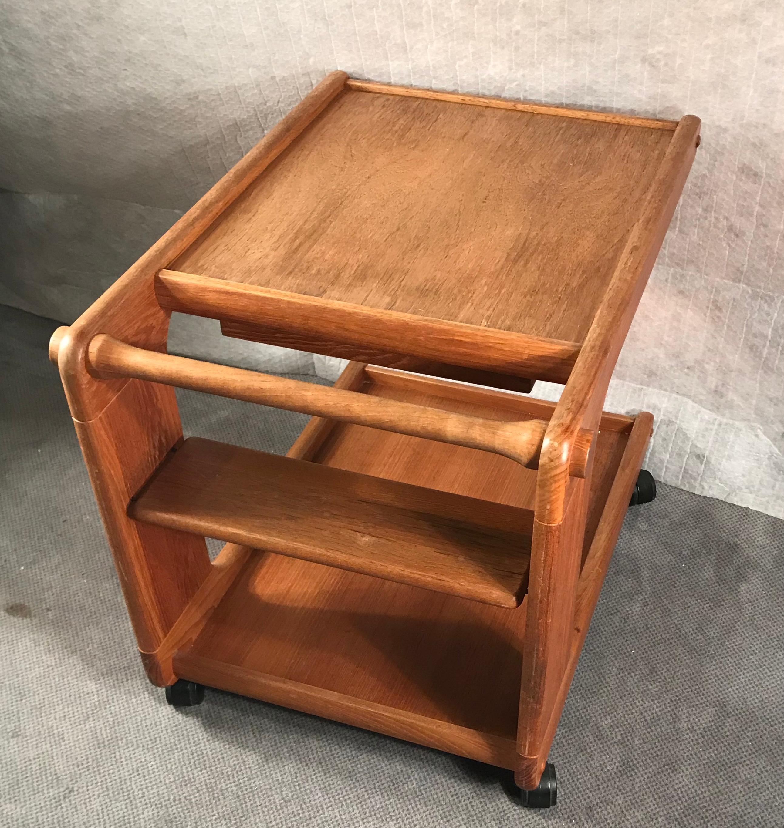 Mid Century Tea or Bar Cart, Denmark, 1960's In Good Condition For Sale In Belmont, MA