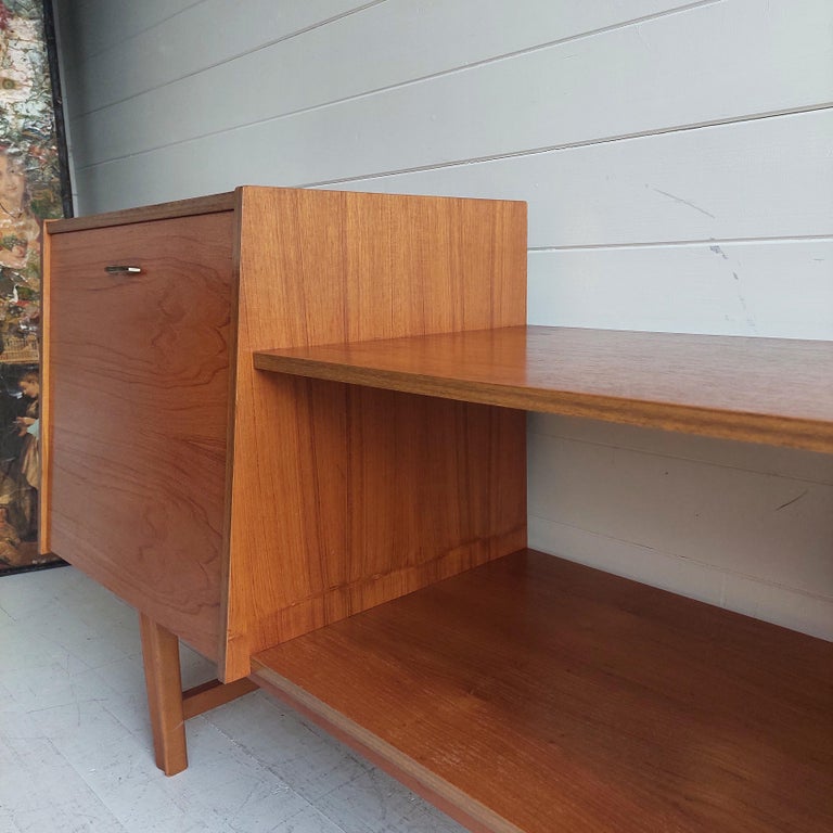 Mid Century Teak 1960's Retro Low Level Bookcase LP Record Hall Storage ...