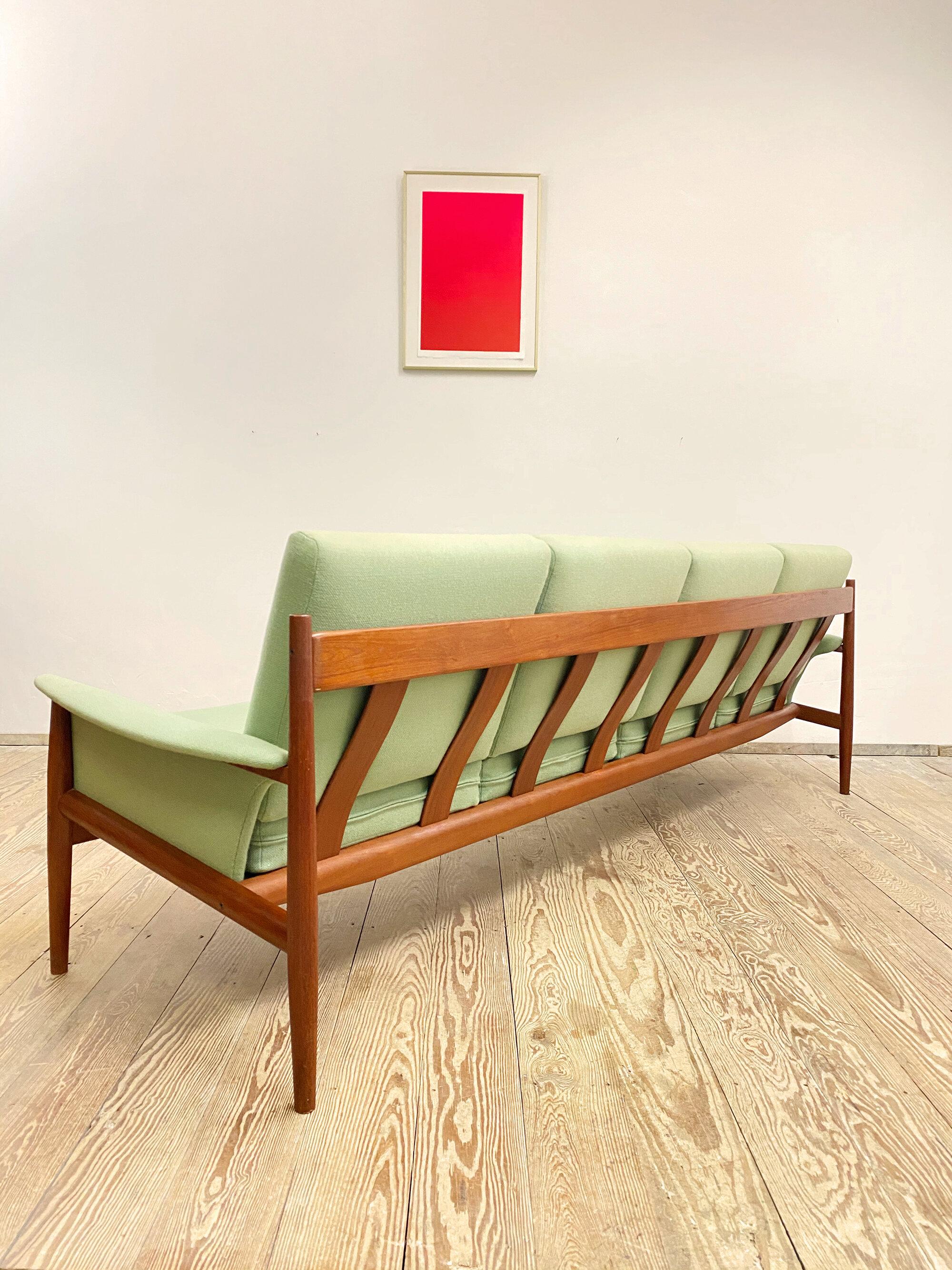 Mid-Century Teak 4 Seater Sofa by Grete Jalk for France & Søn, Denmark, 1950s In Good Condition In München, Bavaria