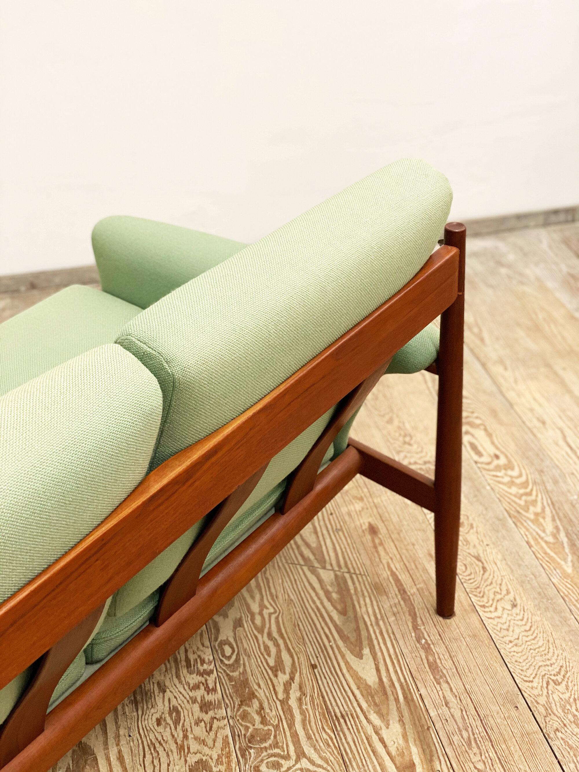 Fabric Mid-Century Teak 4 Seater Sofa by Grete Jalk for France & Søn, Denmark, 1950s