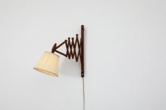 Mid-Century Teak Accordion Wall Mount Lamp with Pleated Shade
