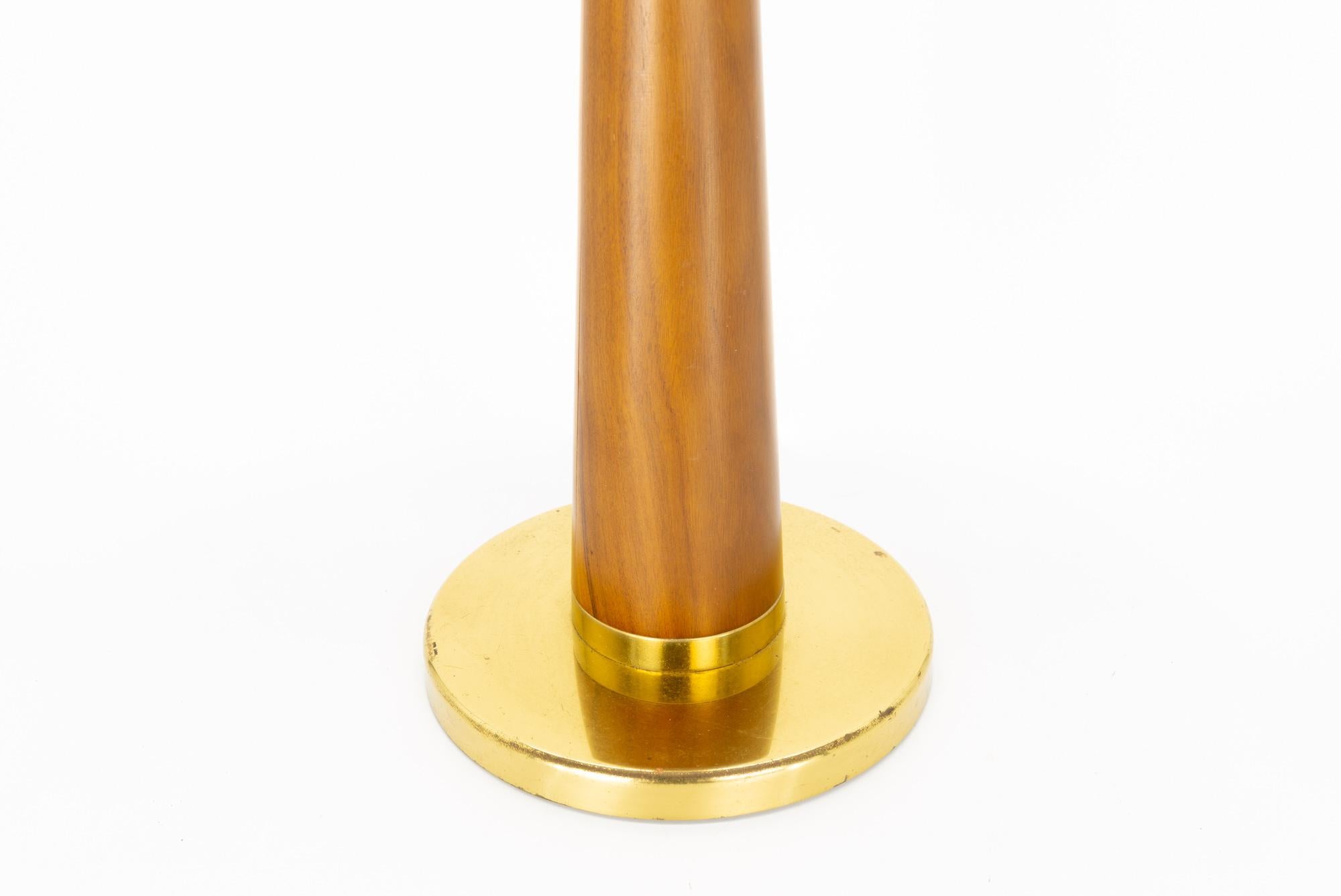Mid-Century Teak and Brass Cone Shaped Table Lamp For Sale 2