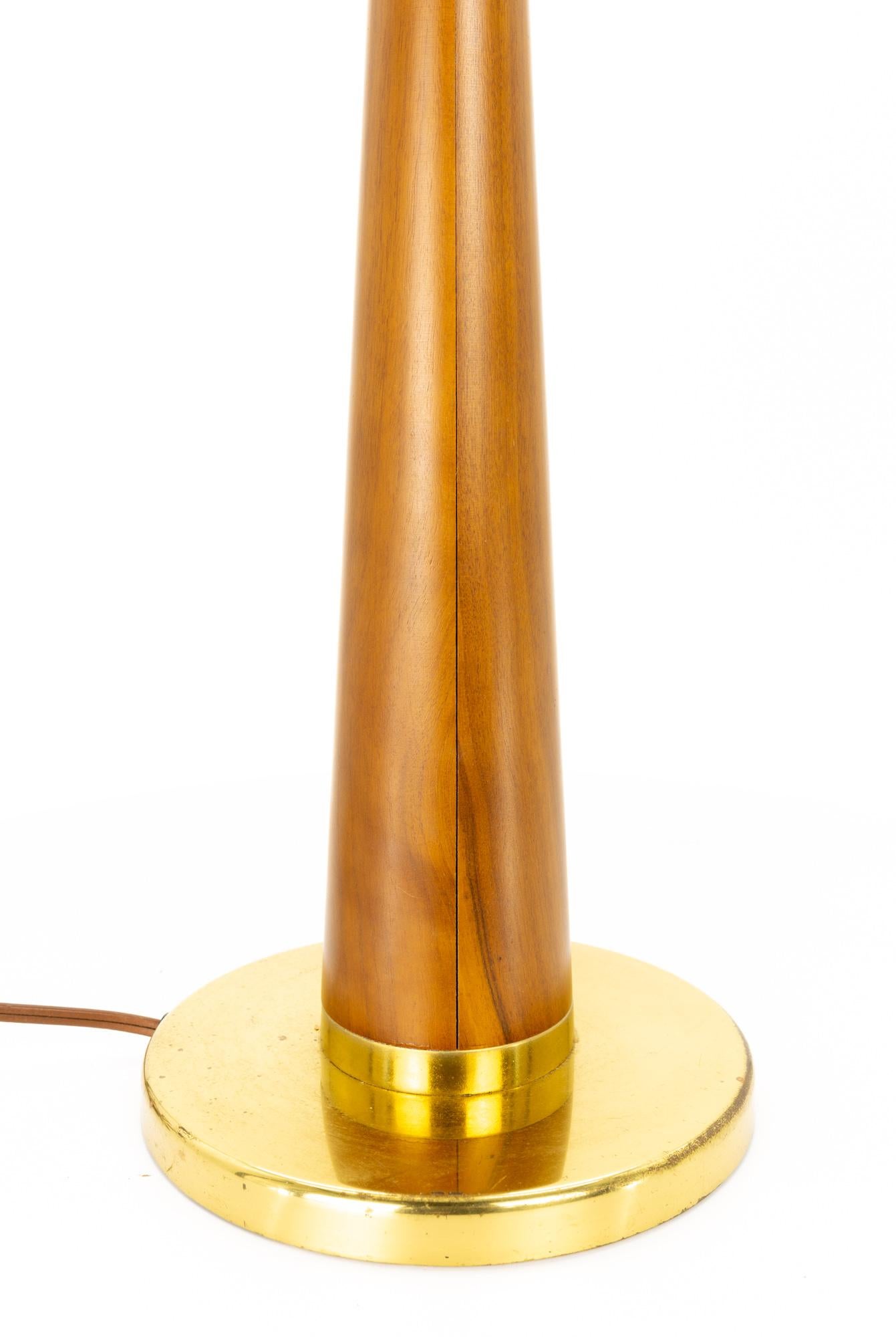 Mid-Century Teak and Brass Cone Shaped Table Lamp For Sale 3