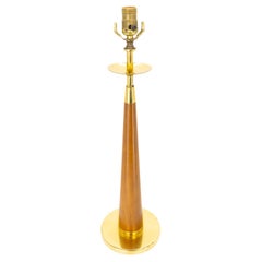 Mid-Century Teak and Brass Cone Shaped Table Lamp
